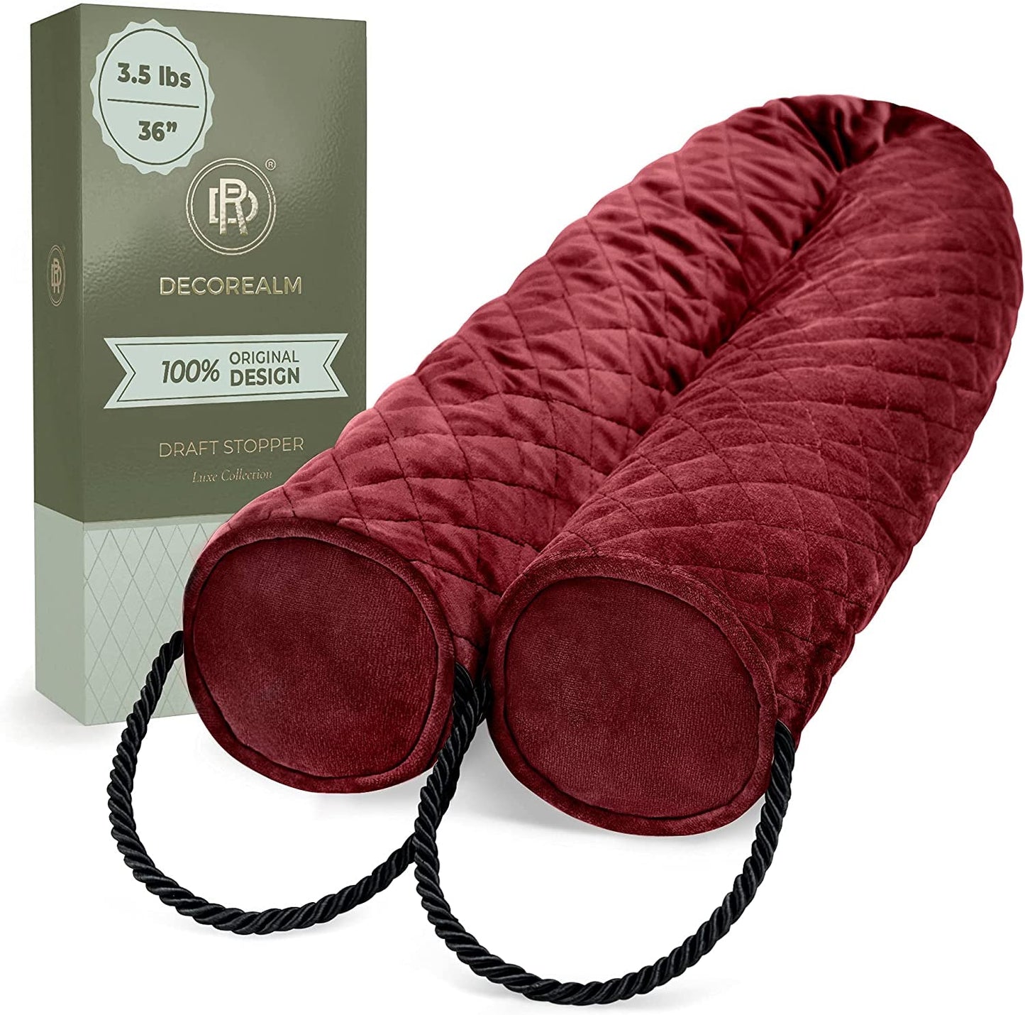 Under Door Draft Stopper – 3.5 Lb Door Draft Blocker Weighted with Ceramic Beads for a Tight Seal – Durable, Machine Washable Velvet Covered Draft Stoppers for Noise, Dust, Energy Savings by DECOREALM