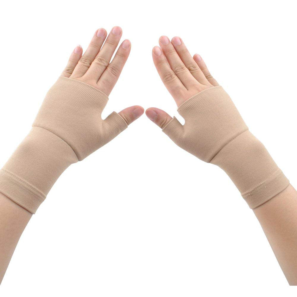 Compression Arthritis Gloves (1 PAIR) for Carpal Tunnel, Computer Typing,Athletes/Sports Cycling,Wrist Pain and Fatigue, and Arthritis (Nude, M)
