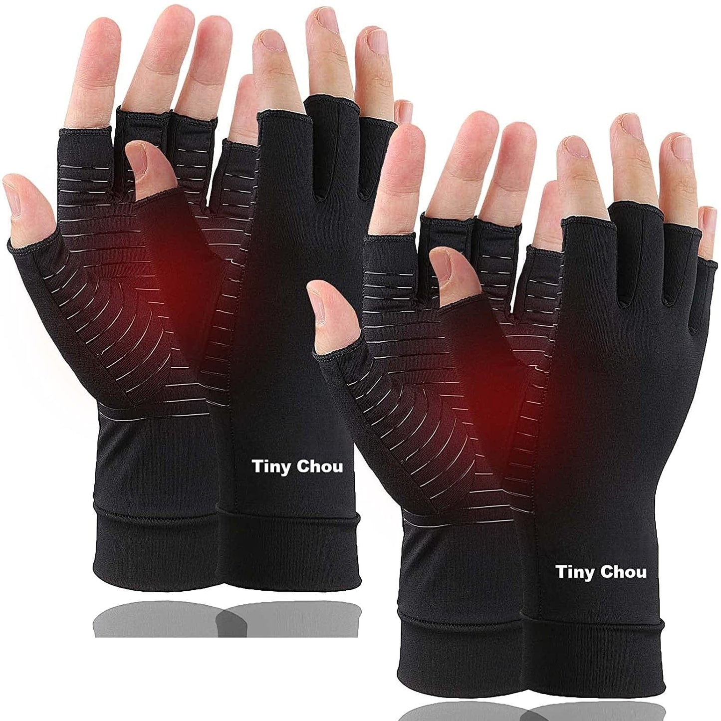 2 Pairs Copper Compression Arthritis Gloves,Compression Gloves for Men and Women, Pain Relief and Healing for Arthritis Hand, Carpal Tunnel, Typing and Daily Work (Black, Medium-2 Pairs Pack)