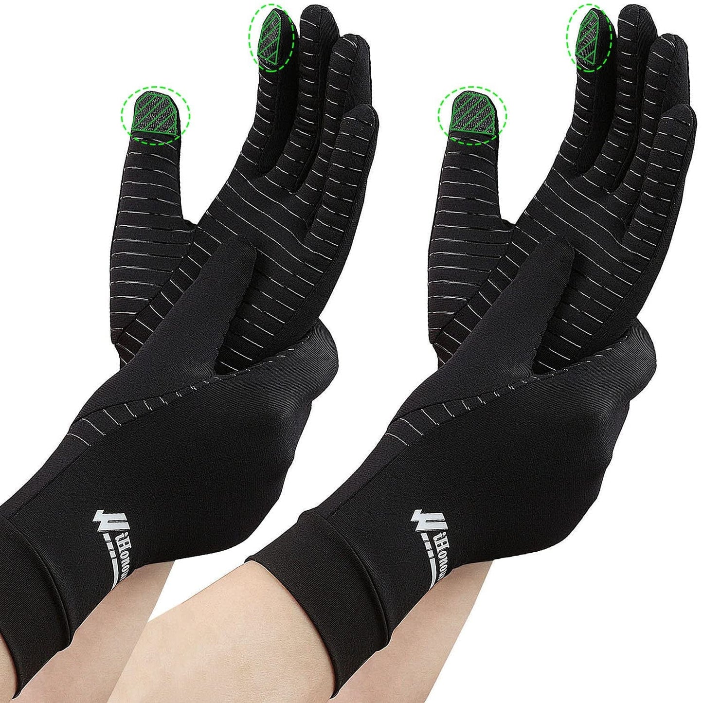 2-Pairs Pack Copper Full Finger Compression Gloves, Copper Arthritis Gloves for Women & Men Relieve Pain from Arthritis Pain, Swelling and Rheumatoid, and Everyday Hands Support (Medium (Pack of 2))