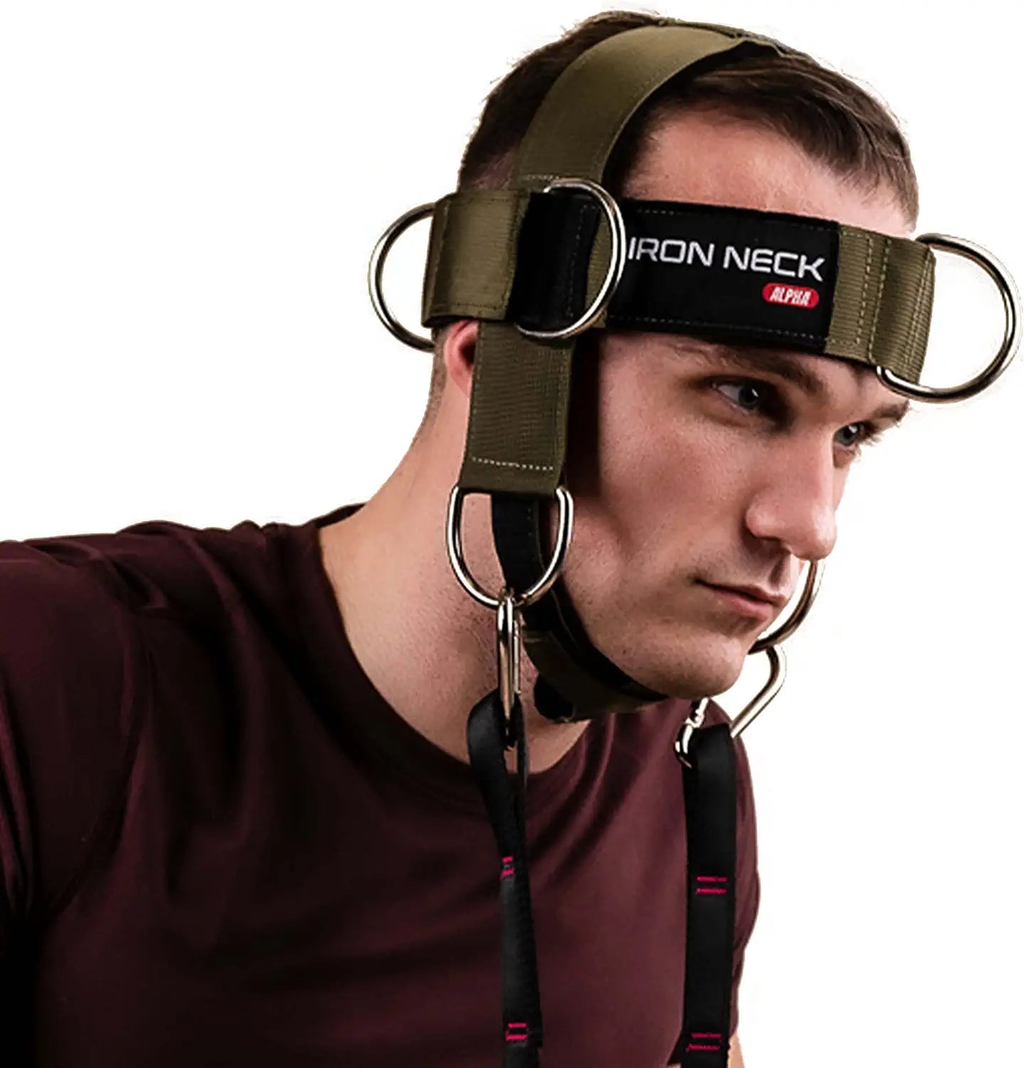 Iron Neck Alpha Training Harness – Neck Harness Workout Accessory – Head Harness/Neck Weight Harness - Neck Training Harness/Weight Lifting Head Harness with Nylon Tether and 2 Carabiners