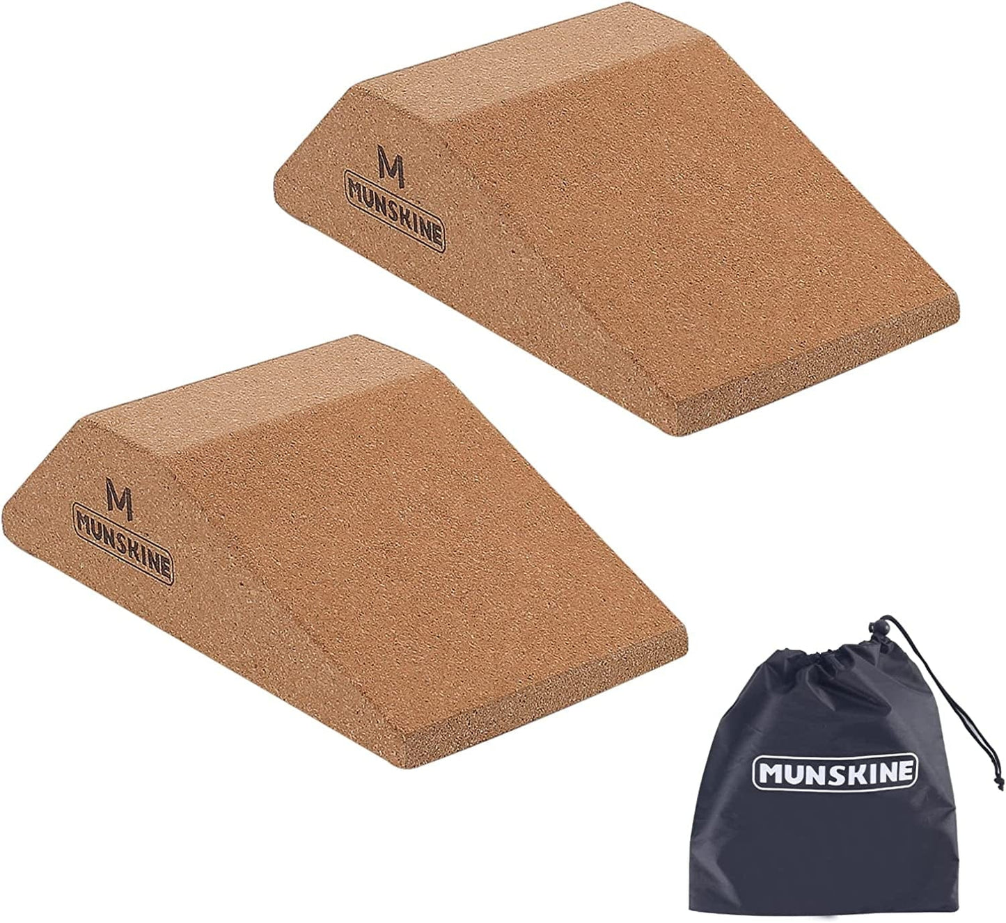 2Pcs Squat Wedge Block - Non Slip Squat Wedge Board with 5 Resistance Bands and Carry Bag - Slant Board for Calf Stretching, Weightlifting and Fitness - Squat Heel Wedge for Pilates and Meditation