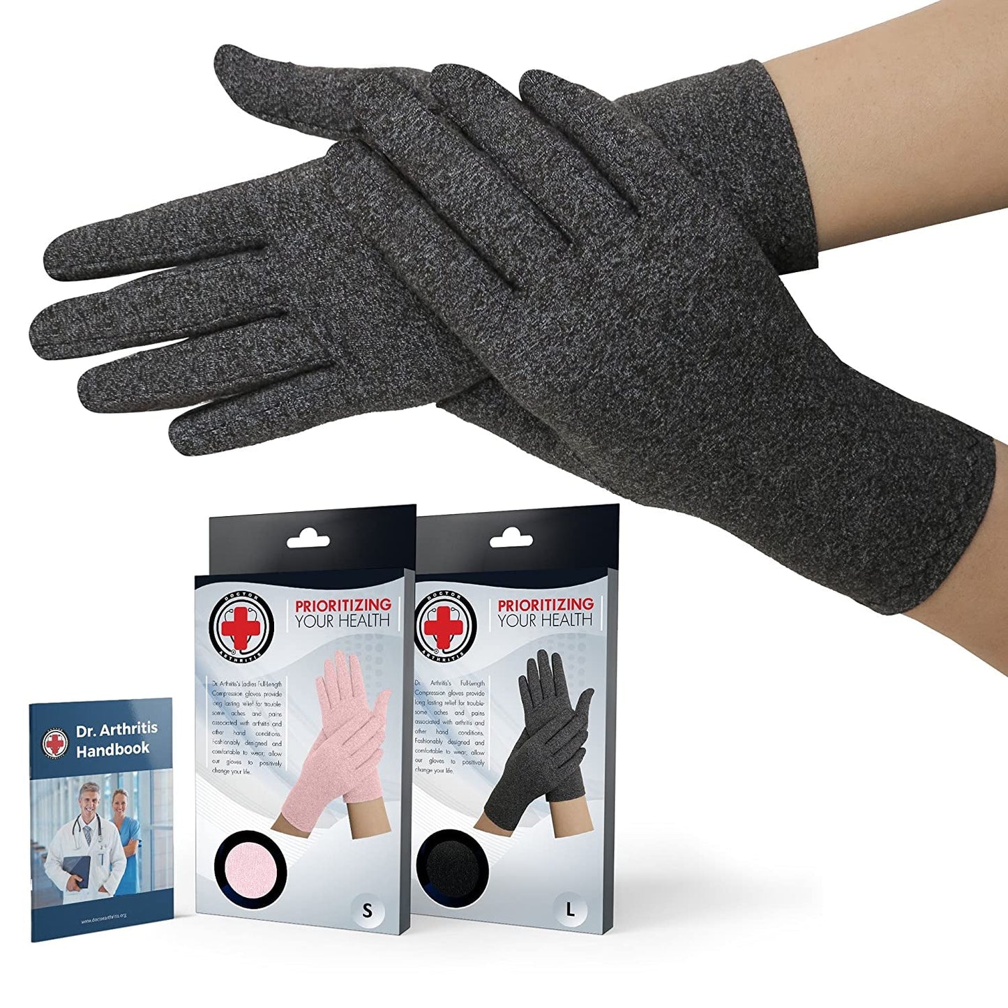 Doctor Developed Full Fingered Arthritis Compression Gloves Men and Women for Arthritis, Raynauds Disease & Carpal Tunnel (Pink, Medium)