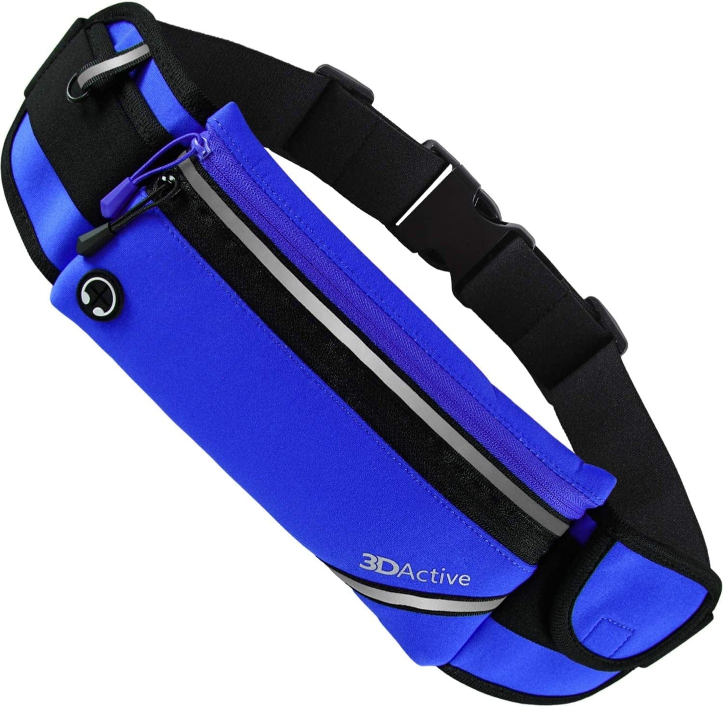 3Dactive Running Belt plus Waist Pack, Water Resistant Runners Belt, Workout Fanny Pack, Lightweight, All-In-One Reflective Running Pouch for Exercise, Iphone, Android and Accessories (Black)