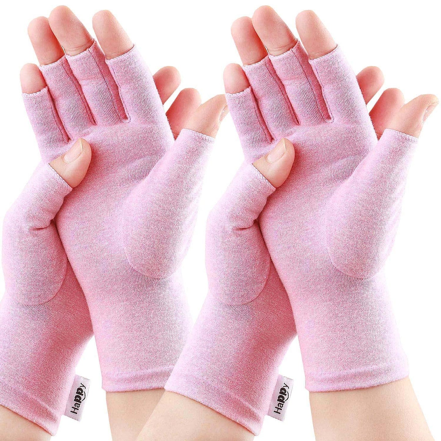Happymart 2 Pairs Arthritis Gloves Compression Gloves for Rheumatoid & Osteoarthritis,Joint Pain Relief, Carpal Tunnel Wrist Support,Computer Typing,Fingerless Gloves for Women (Purple, Large)