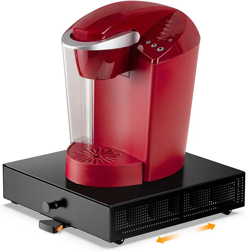 Goldlion K Cup Holder Sliding Tray Pull Out Coffee Pod Organizer Rolling K Cup Organization Storage Drawer Countertop Maker Stand Bartesian Rack Capsules Compatible with Keurig Accessories, Black