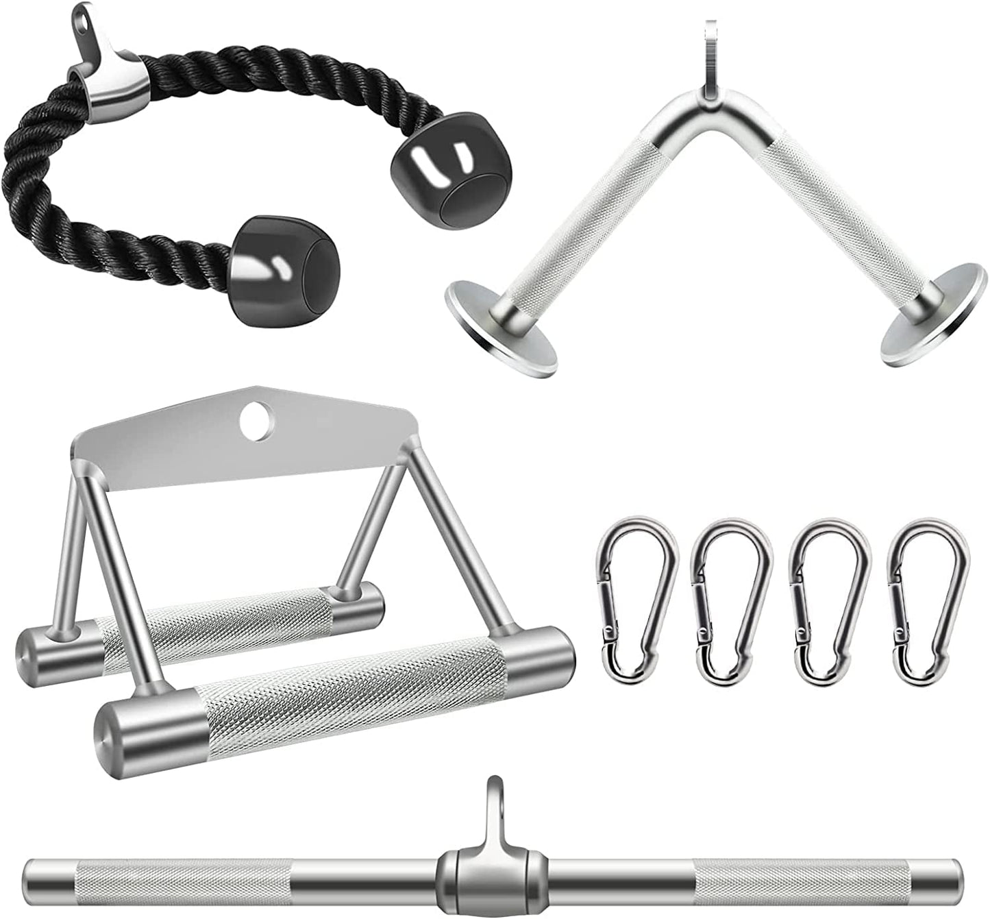 TXMYMW Cable Machine Attachment for Home Gym: Exercise Handle Pull down Rowing Tricep Rope V Shaped Bar Double D Handle Rotating Straight Bar