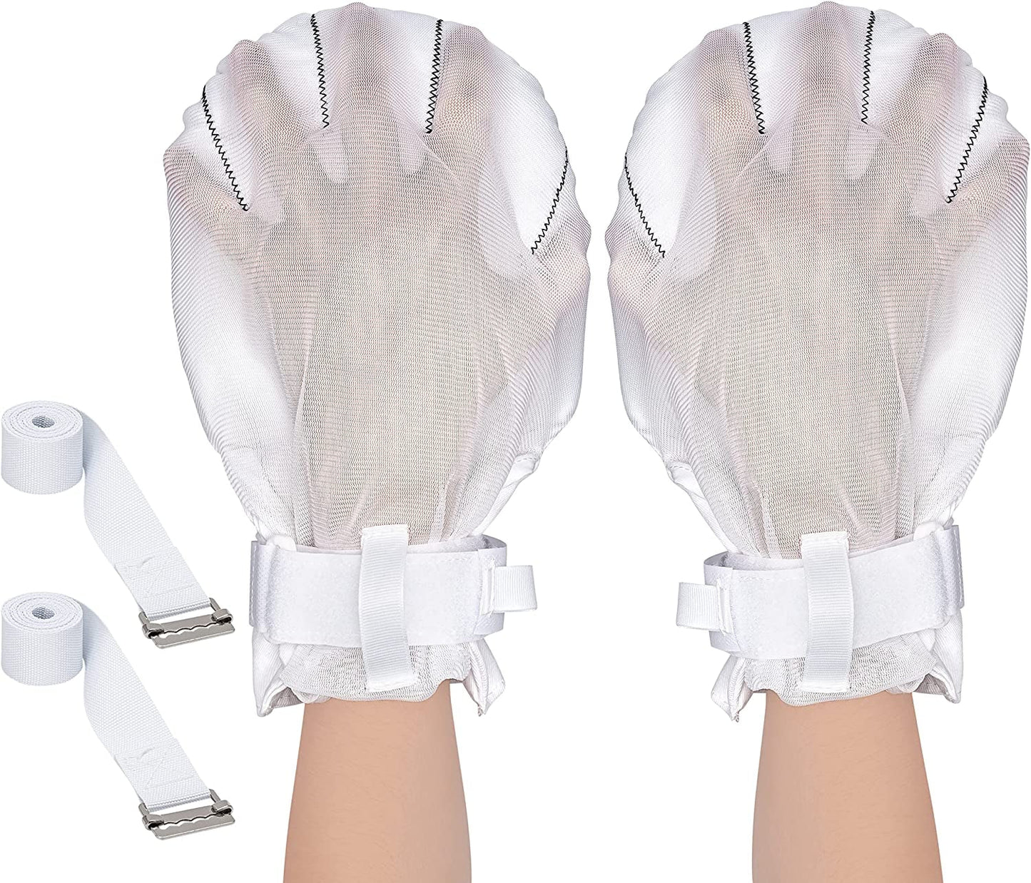 Burlingham'S Breathable Medical Finger Control Mitts - One Size Fits All Hand Restraint Gloves for Elderly & Medical Procedures -Made with Mesh and Padding for Comfort & Protection - 2 Gloves
