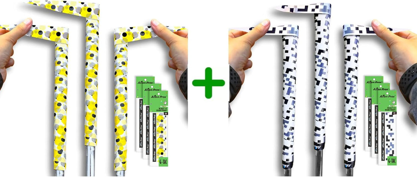 ALIEN PROS 6 Pack Yellow Montage & Tetris Mix Golf Grip Wrapping Tapes - ReGrip in 1 Minute
