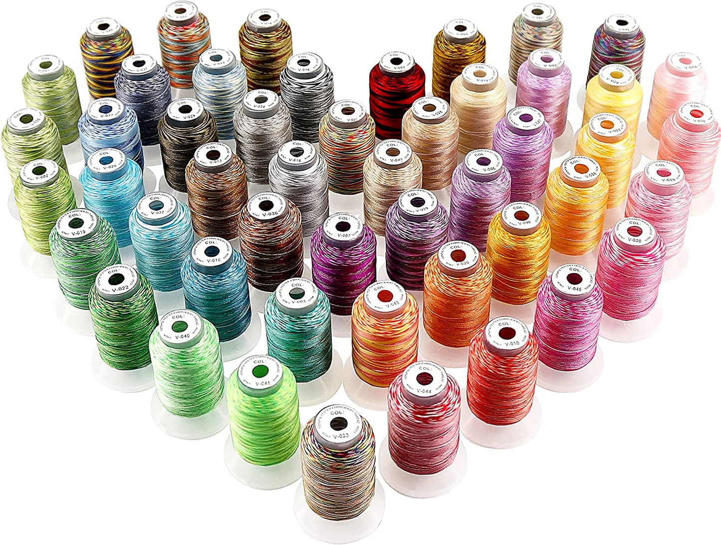 New Brothread 50 Colors Variegated Polyester Embroidery Machine Thread Kit 500M (550Y) Each Spool for Brother Janome Babylock Singer Pfaff Bernina Husqvaran Embroidery and Sewing Machines