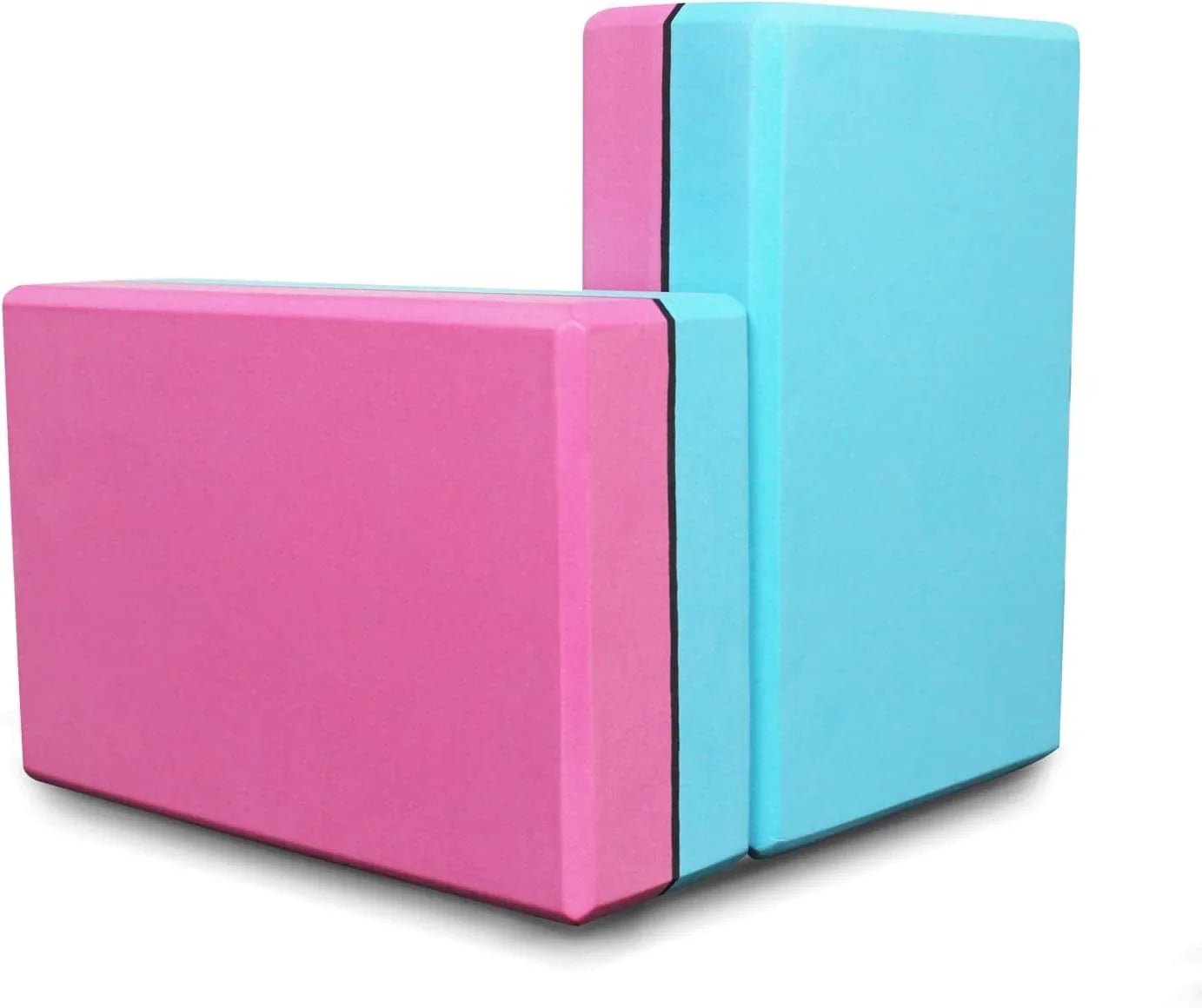 AIPRODA Yoga Block Set of 2, High Density Eco Friendly EVA Foam Brick, Solid/Dual Color Yoga Blocks, Provides Stability Balance for Improve Strength and Deepen Pose Yoga Pilates Props (Pink&Blue)