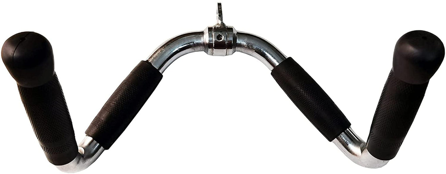 Barbell Multi-Exerciser Cable Attachment for Cable Machines, Lat Pull down Bar Cable Machine Attachments, Tricep Press down Bar, Revolving Straight Curl Pulldown Bar with Rotating & Rubber Handle Grips