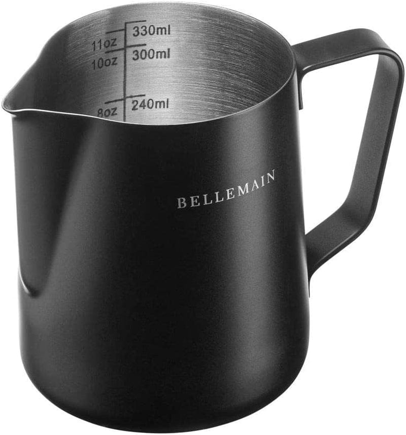 Bellemain Milk Frothing Pitcher 12 Oz | Espresso Steaming Pitcher, Small Milk Pitcher for Espresso Machine | Milk Frothing Cup, Stainless Steel Milk Frother Cup | Metal Pitcher for Steaming Milk
