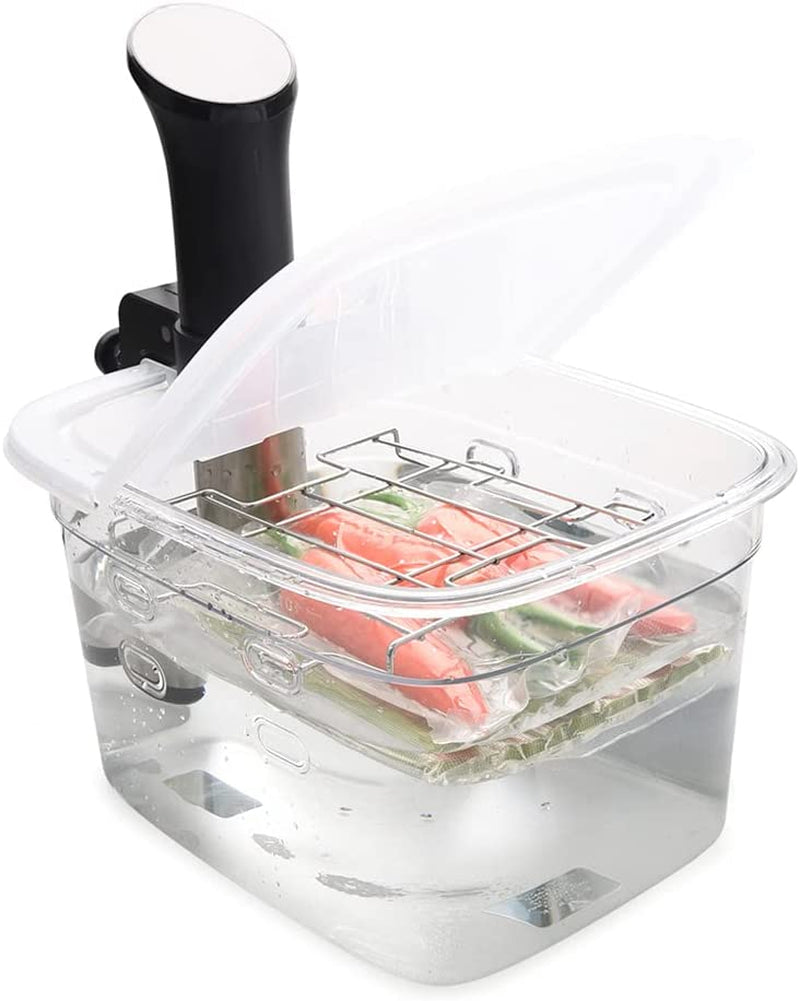 EVERIE Versatile 12-Quart Sous Vide Container with Built-In Rack and Collapsible Silicone Lid and Container Sleeve Compatible with All Sous Vide Cookers, KIT-1202-TYGJ