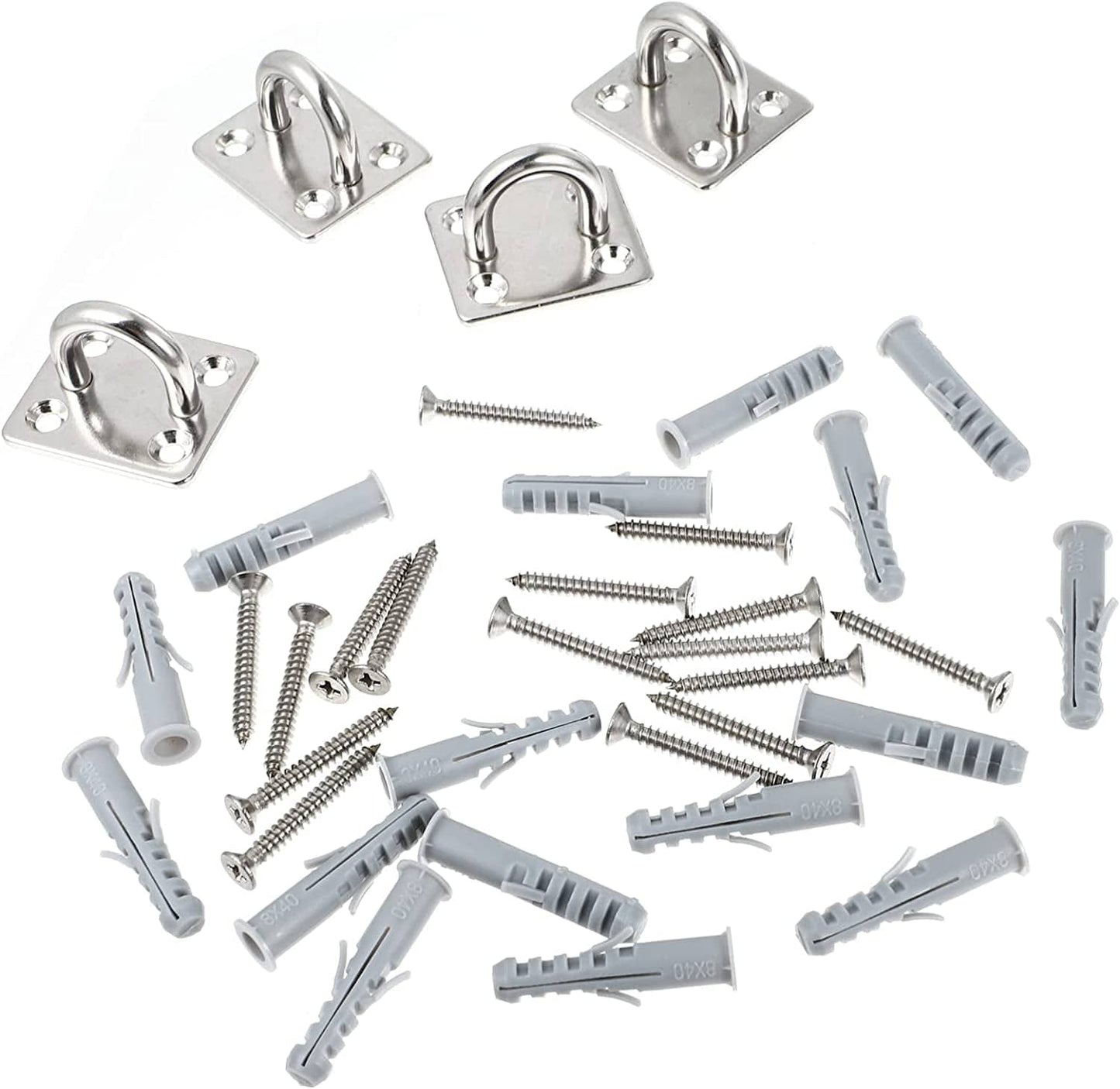 DOITOOL 4Pcs Swing Hammock Steel Stand Heavy Kit Hooks Hardware Trainer Wall Strap Yoga Hanger M Marine Chair Eye Stainless for Plate Suspension Ultra Mount Ceiling Bracket Ropes Hook