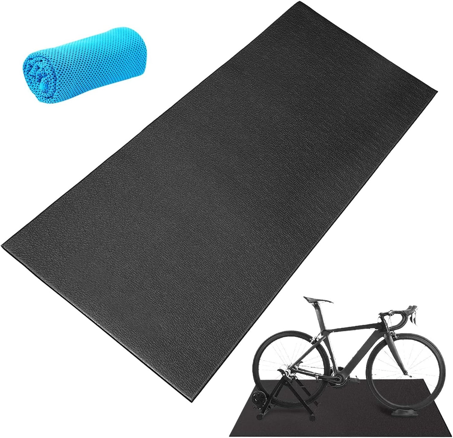 QUWEI Bike Training Mat,Exercise Bike Mat Bicycle Trainer Hardwood Floor Carpet Protection Workout Mat for Indoor Treadmill Stationary Bike Mat for Peloton Spin Bikes,Thick Mats for Exercise Equipment