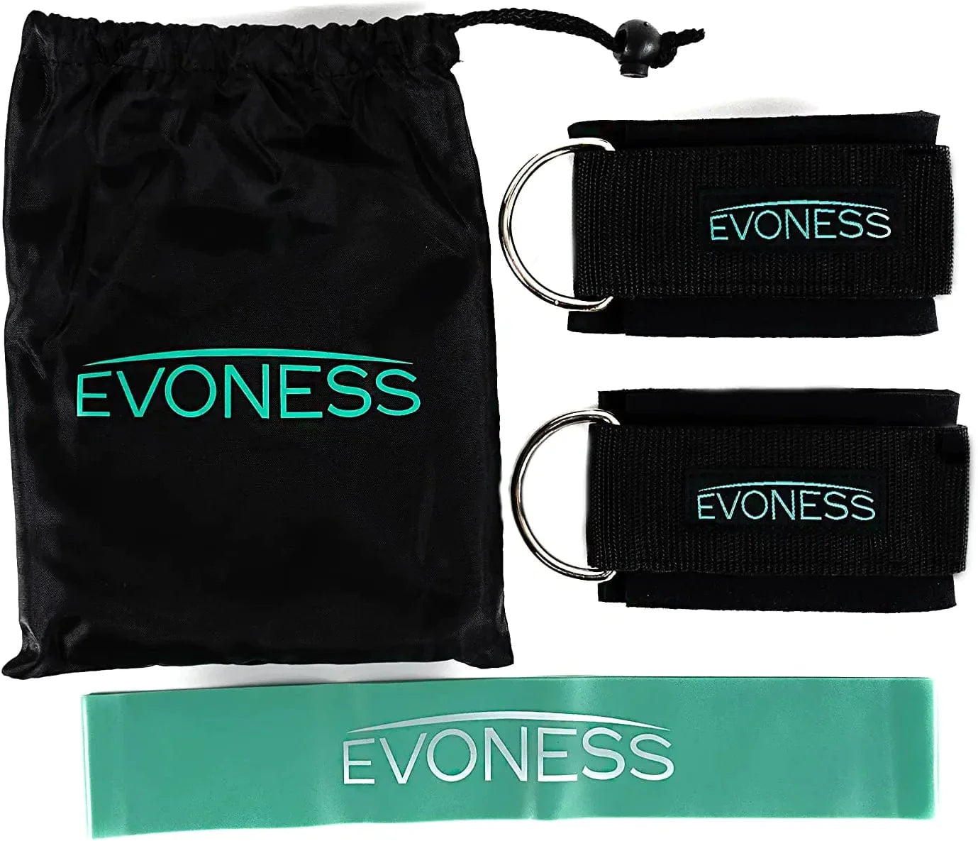 EVONESS Ankle Straps for Cable Machines and Resistance Band plus Carry Bag– Premium Fitness Ankle Straps Attachment for Weightlifting and Workout with Ankle Cuffs for Legs, Abs and Glute Exercises