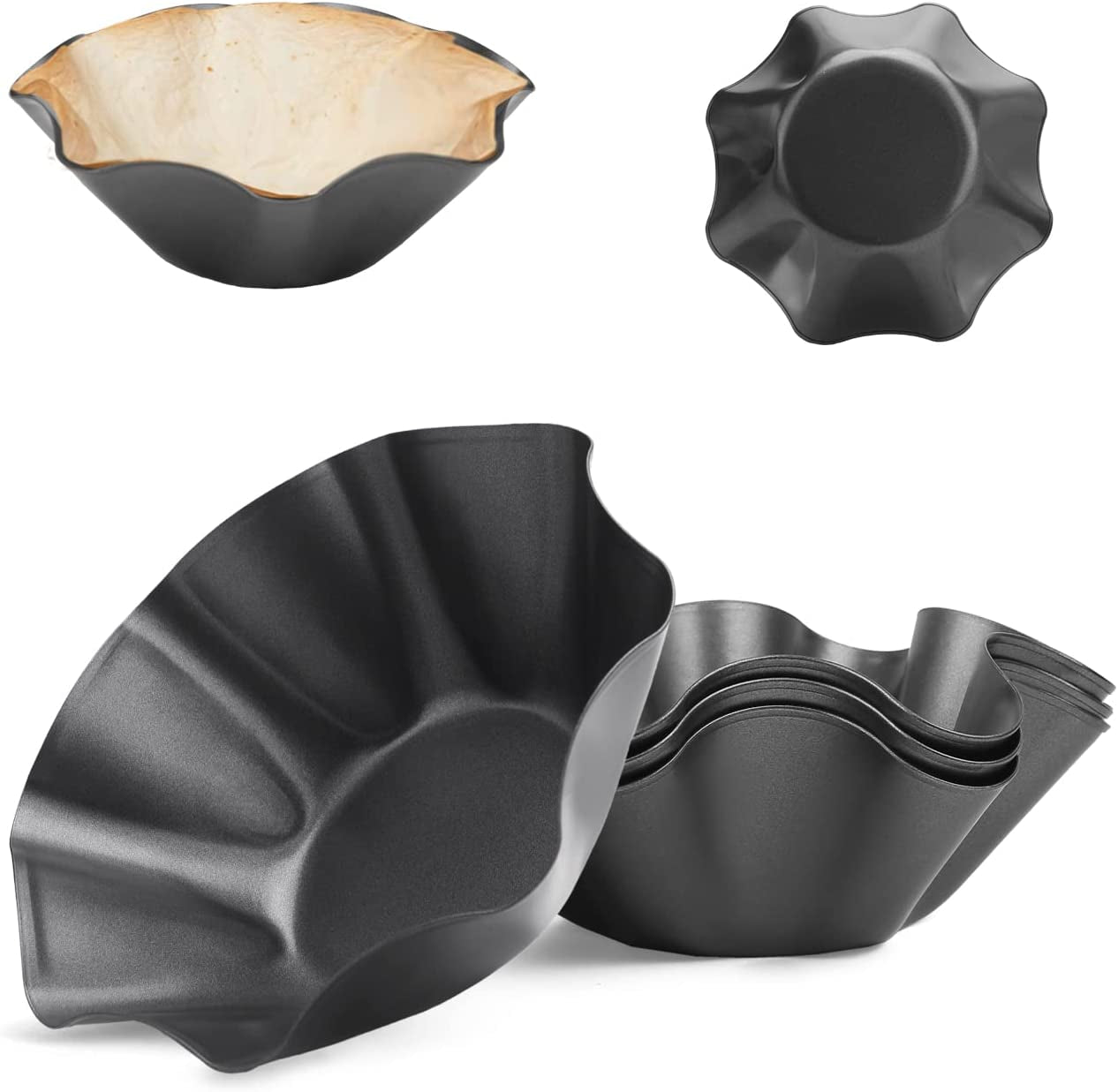 RUVINCE Tortilla Maker Nonstick Taco Shell Maker Salad Bowl Set of 4 Pack Perfect Taco Pan
