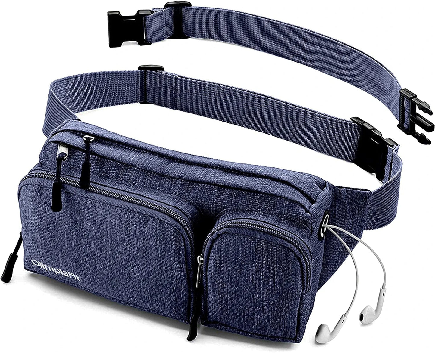 Fanny Pack for Women & Men Cute Waist Bag - Hiking Travel Camp Running - Headphone Hole, Money Belt with 6 Pockets, Strap Extension - Easy Carry Any Phone, Passport, Wallet - Water Resistant Holder