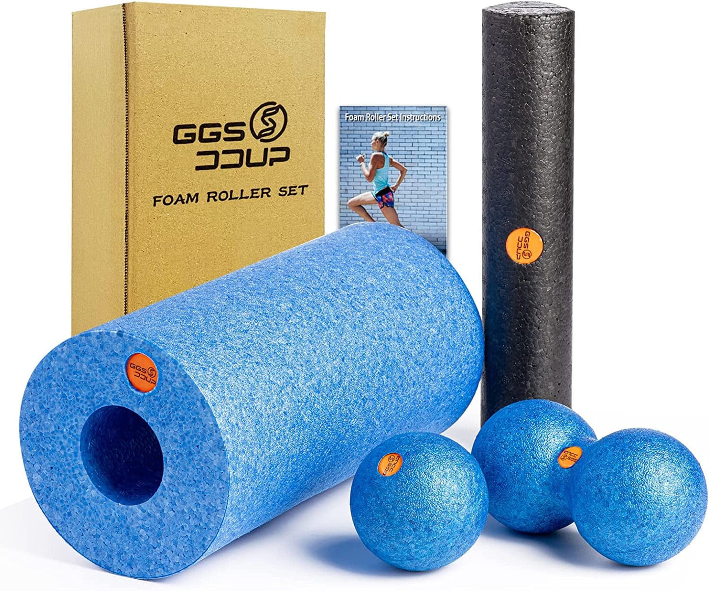GGSDDUP Exercise Back Roller Foam for Legs and Shoulder Physical Therapy Calf Foam Roller Set for Back Pain Soft Full Body Roller with Peanut Rolling Ball for Muscle Deep Tissue Massage, Red