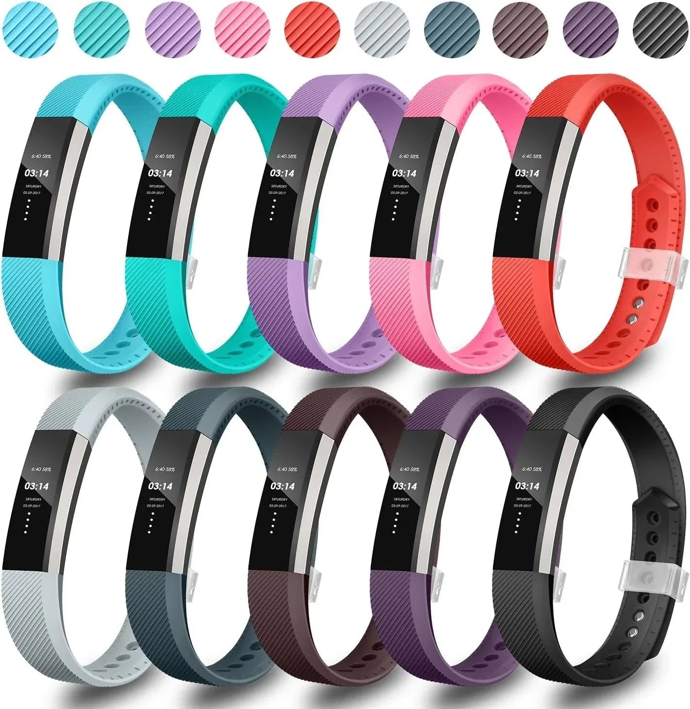 Greeninsync Compatible with Fit Bit Alta HR Bands,Replacement for Fit Bit Alta Band Small Accessory Watch Buckle Wristband for Alta&Alta Hr/Fit Bit Ace Strap Bracelet W/Same Color Metal Clasp(10Pack)