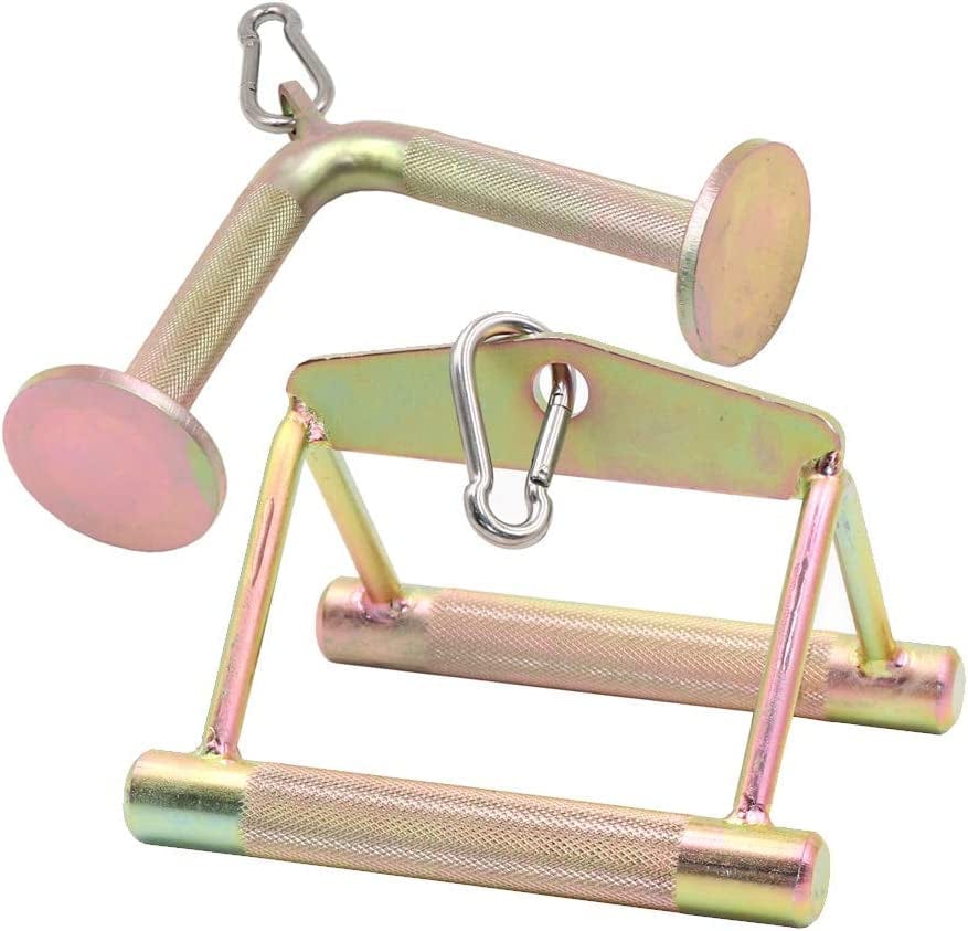 Greententljs Exercise Machine Attachments (Multi-Option) : Tricep Rope, V-Shaped Bar, Double D Handle & Rotating Straight Bar|Cable Machine Accessory
