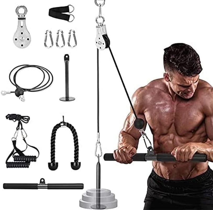 Home Fitness Equipment High Pull-Down Arm Strength Tricesps Wire Rope Pulley Cable Suspension Trainer Straps