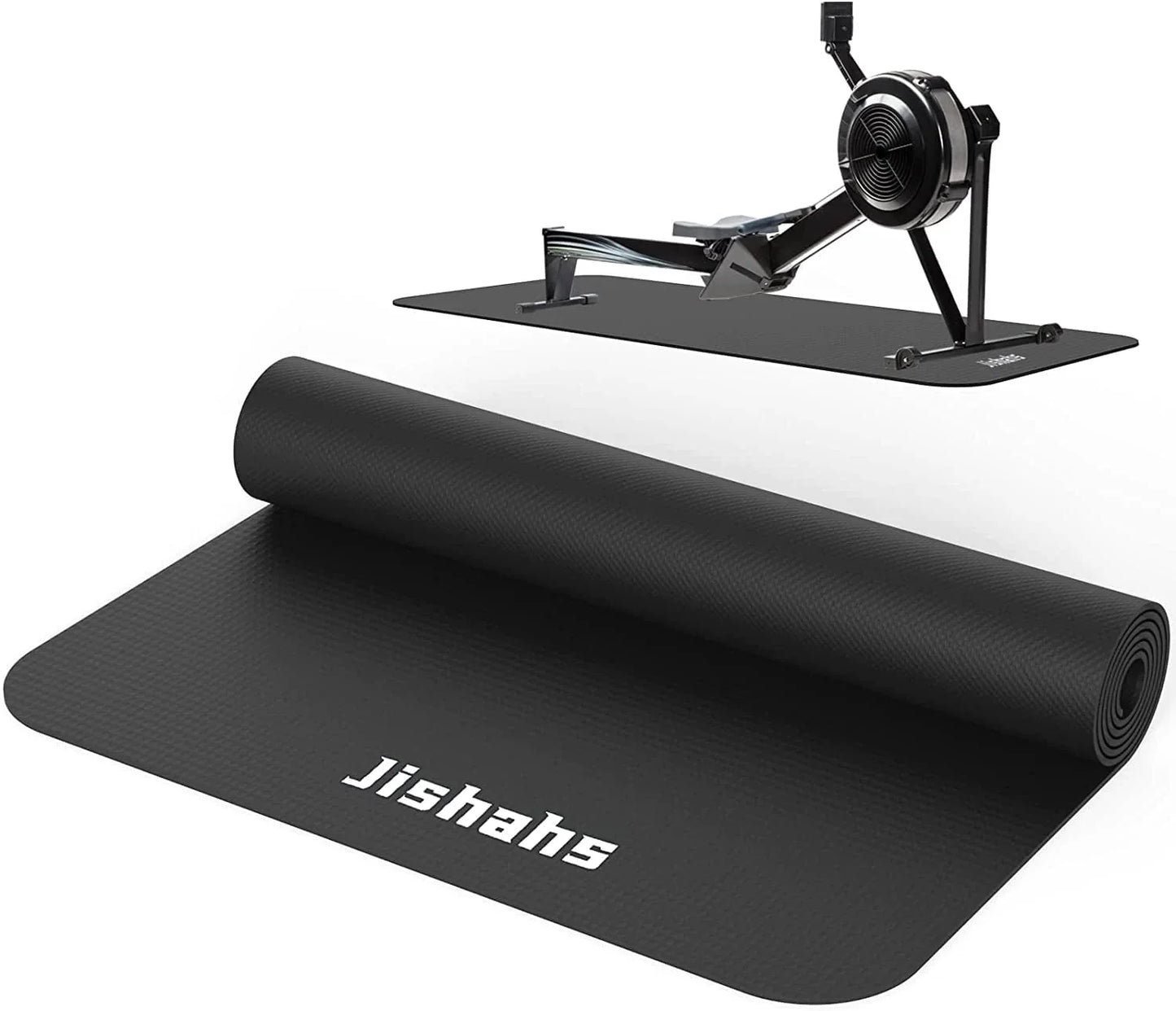 JISHAHS Universal Indoor Rowing Machine Mat- 8.5 X 2.3 FT Exercise Equipment Mat for Concept 2, Nordictrac, Sunny, Hydrow Etc. Extra Long Non-Slip and Waterproof, under Rower Floors Protection
