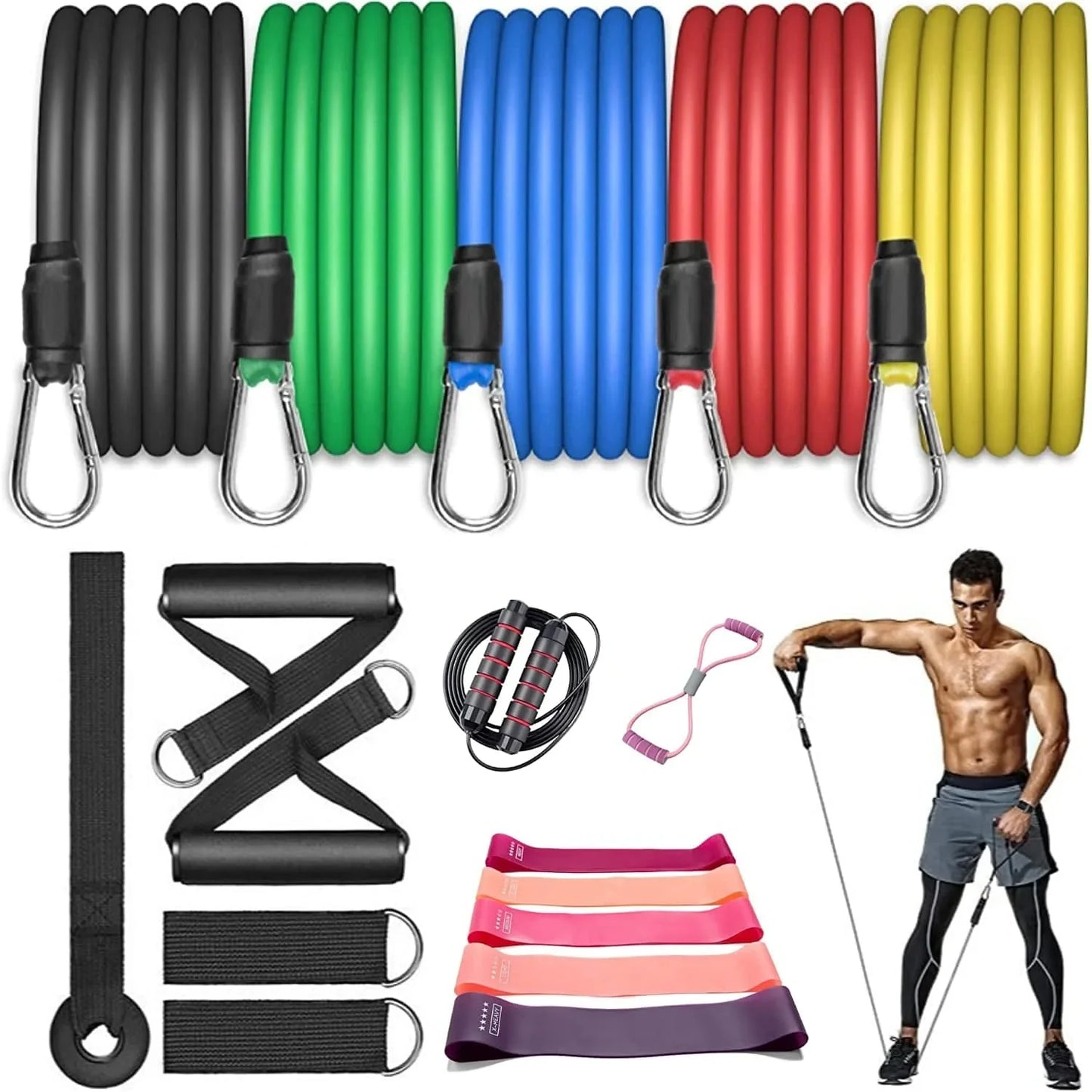 Jnwujnd Resistance Belt Yoga Pull Belt, Tubing Body Shaping Rope Stretching, Assistant Trainer Fitness Elastic Tension Band, Tubing, Machines, Pilates Ring, Pilates(Bring a Ring)