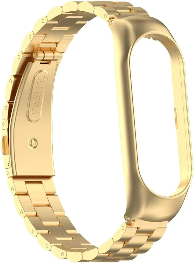 KOMI Compatible for Xiaomi Mi Band 7 Band - Stainless Steel Metal Watch Strap for Xiaomi Mi Band 7 Smartwatch Accessories with Metal Frame(Black)