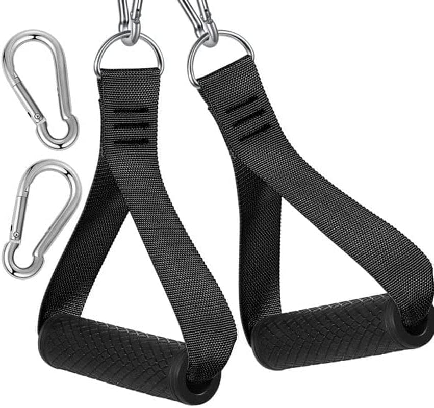 Kreytis Fitness Heavy Duty Exercise Handle Pair with Carabiners- Grip Attachments for Cable Machine Pulleys, Gym Equipment, Resistance Bands, and Weight Lifting