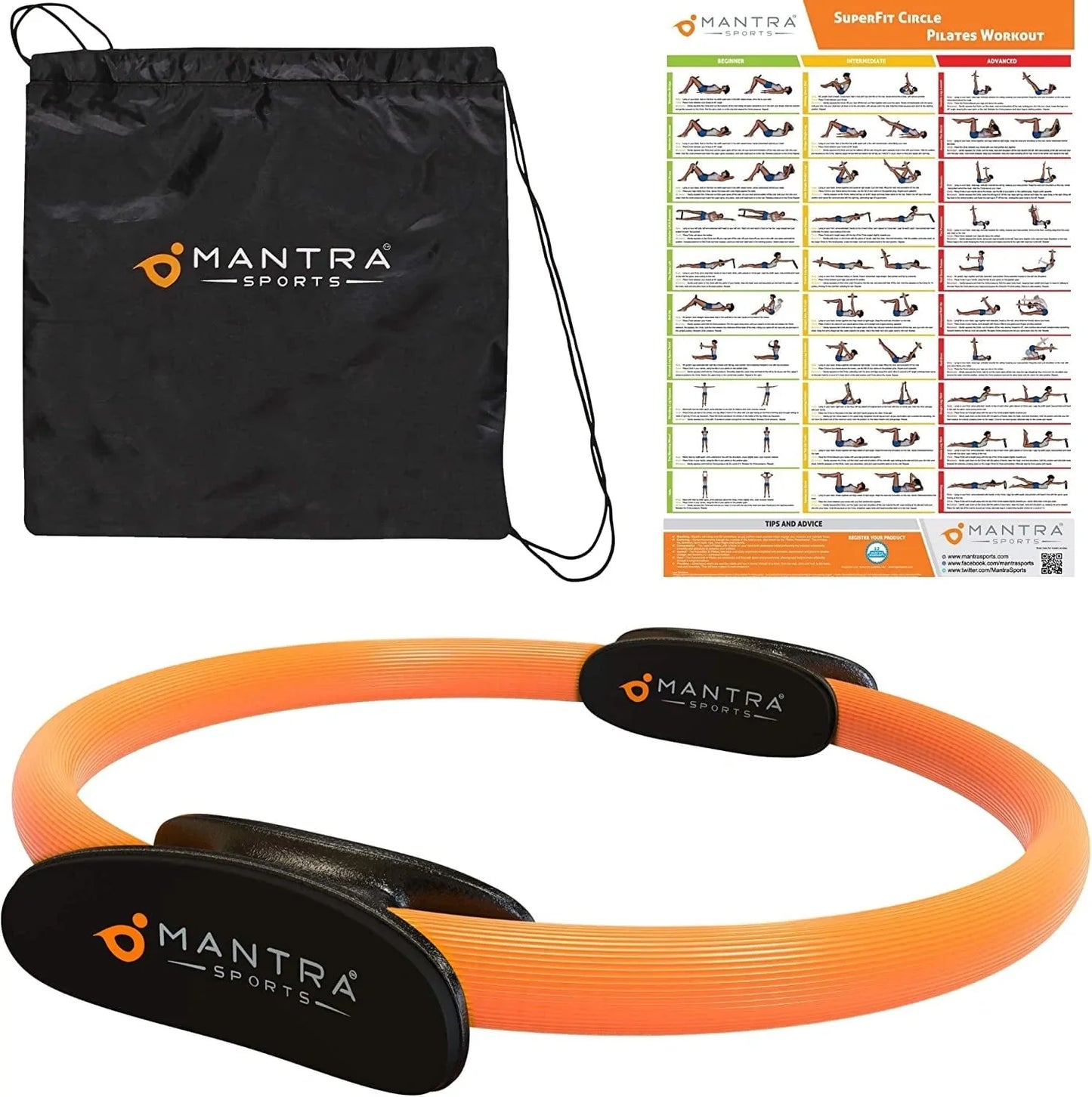 Magic Circle Pilates Ring Circle & Thigh Master Thigh Exerciser Fitness Ring - Yoga Ring & Pilates Equipment for Home Workouts - Inner Thigh Exercise Equipment & Toner for Slimmer Thighs, Bag & Poster