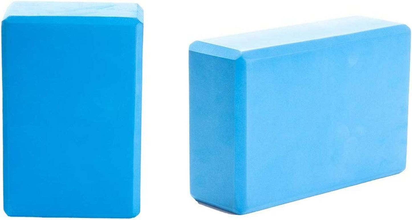Mind Reader Yoga Block (Set of 2) High Density EVA Foam Blocks Non-Slip Surface for Yoga, Pilates, Meditation, Supports Deepen Poses, Improve Strength and Aid Balance and Flexibility, Blue