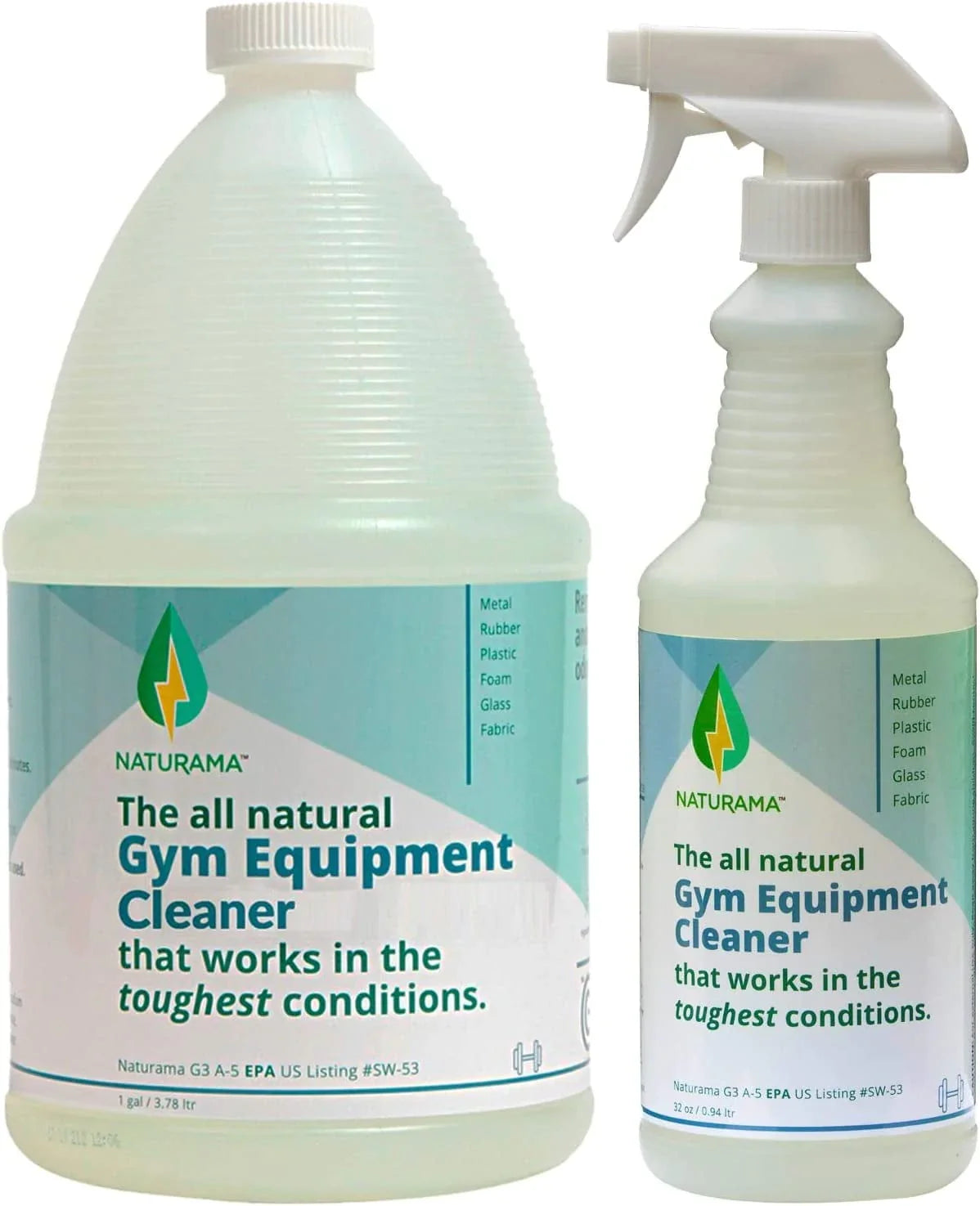 Naturama Yoga Mat Cleaner - Eco-Friendly Gym Equipment Cleaner, Works Great on Exercise Machines, Mats, Sports Gear. Cleans Sweat without Slippery Residue. Unscented and Hypoallergenic. (Refill)