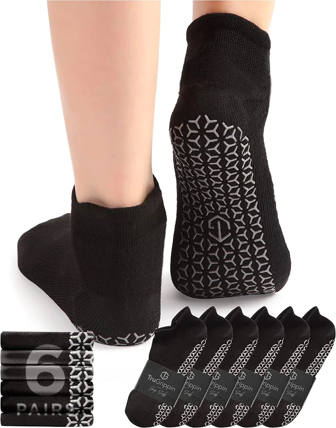 Non Slip Yoga Socks with Grips for Women | 6 Pairs Pilates, Dance & Pure Barre Sticky Socks