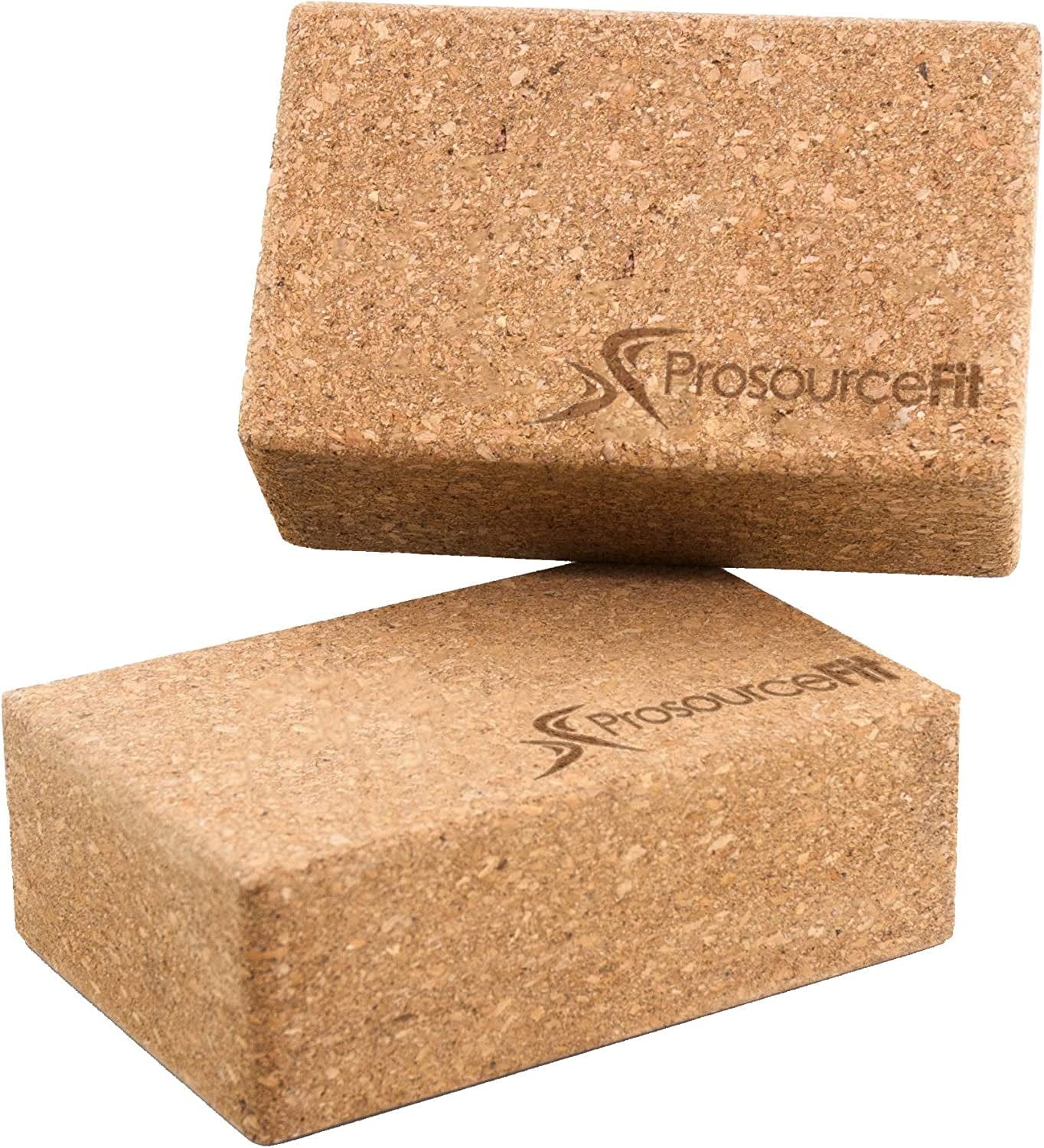 Prosource Fit Natural Cork Yoga Blocks Set of 2 for Support, Balance, and Flexibility