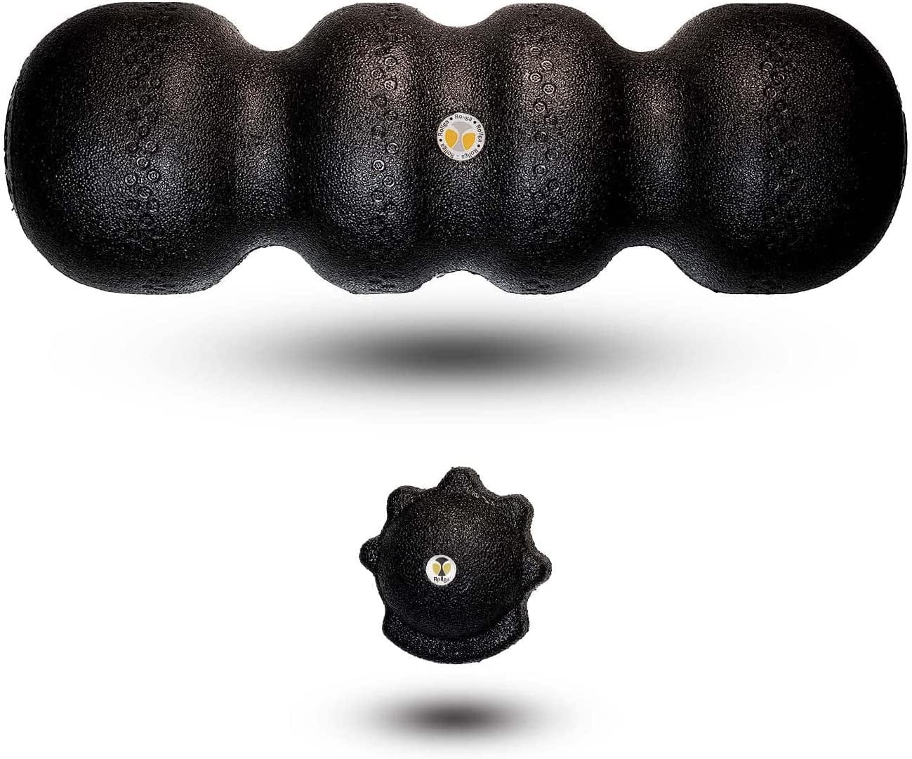 Rollga: Hard Foam Roller (High Density Foam) + Activator Massage Ball | Self Massage & Trigger Point Release Muscle Roller + 3 Surfaces in 1 Lacrosse Ball Alternative for Muscle Release.