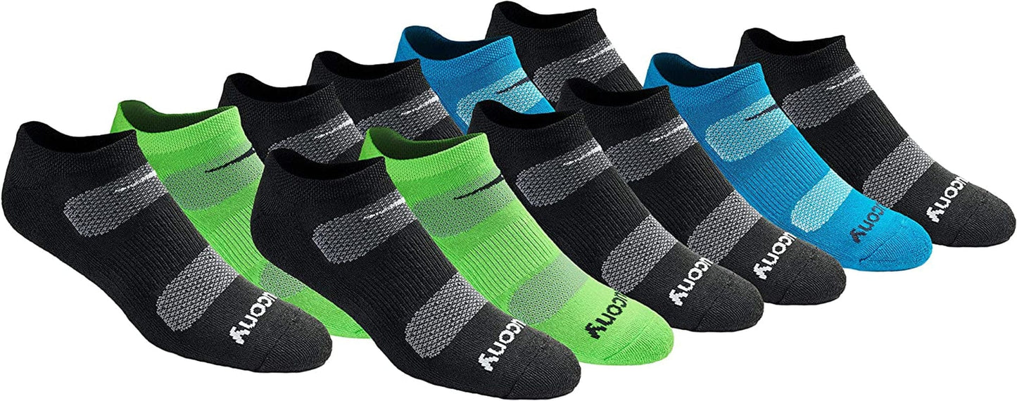 Saucony Mens Multi-Pack Mesh Ventilating Comfort Fit Performance No-Show Socks