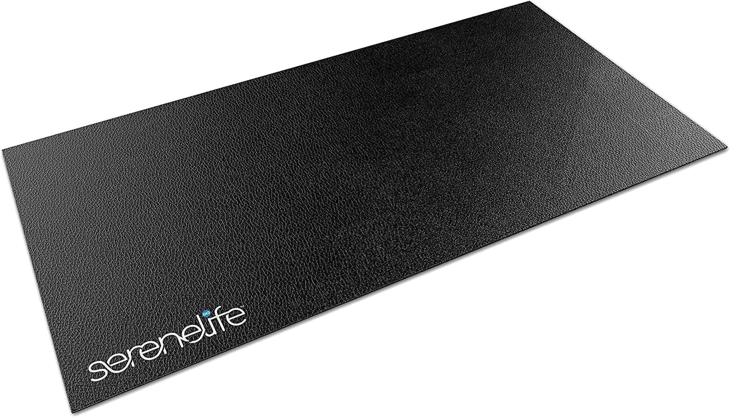 Serenelife Premium Portable Fitness Exercise Mat - 30" X 60" Non-Slip Gym Training Equipment Floor Protection - Yoga, Workout, Jump Rope - for Small Treadmill, Elliptical, Bike, Bench, Power Rack