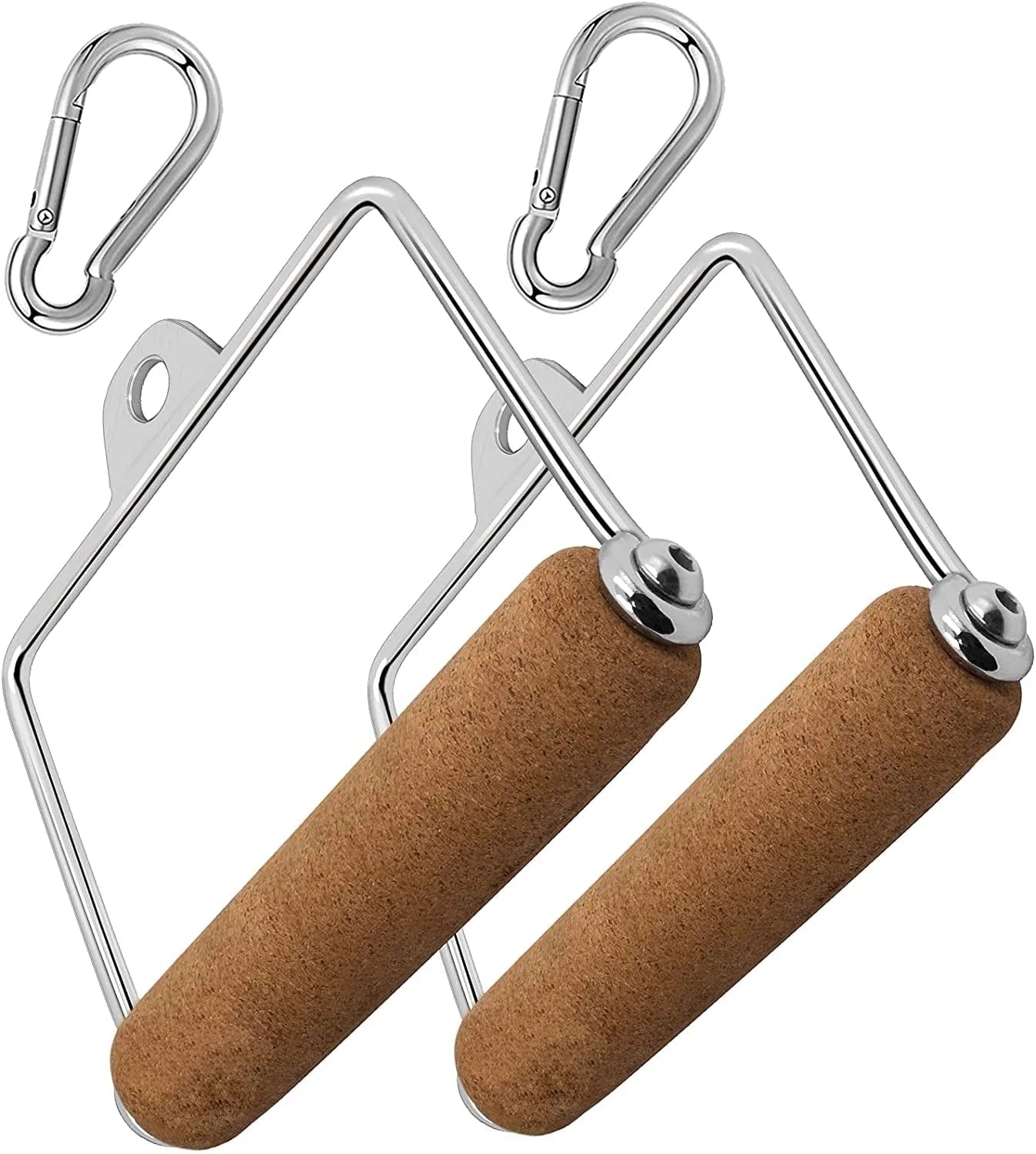 Single D Handle Cable Attachment - D Handles Lat Pulls down Metal Steel Welding Coat Natural Cork Handles,Crossover Weight Lifting Bars Pulley Workouts Home Gym Exercise Handles for Cable Machine