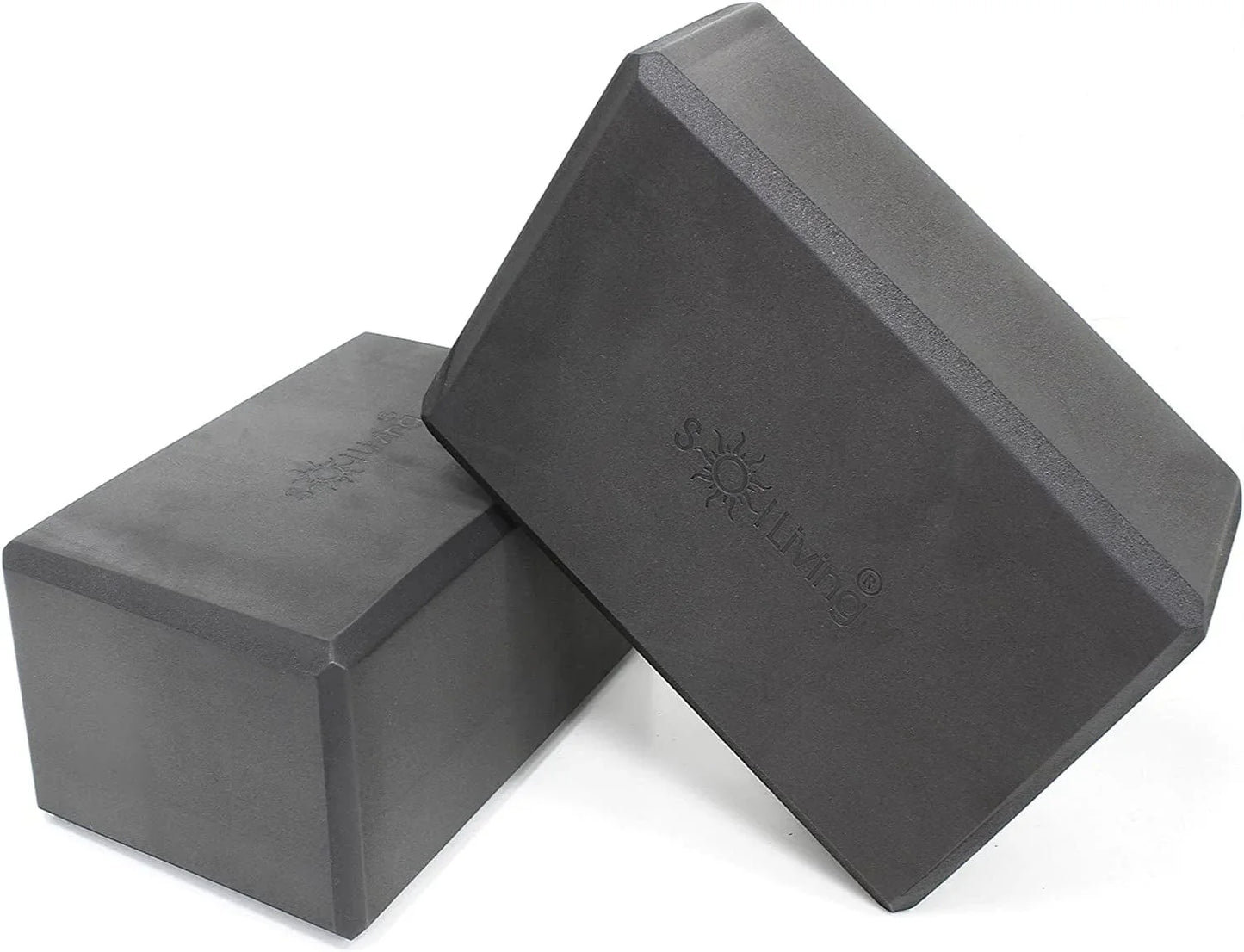 Sol Living Yoga Blocks 2 Pack High Density EVA Foam Yoga Cushion Stretching Pilates Meditation Exercise Equipment Support Deepen Poses Odor Free Non Slip Yoga Accessories - 4" X 6" X 9"