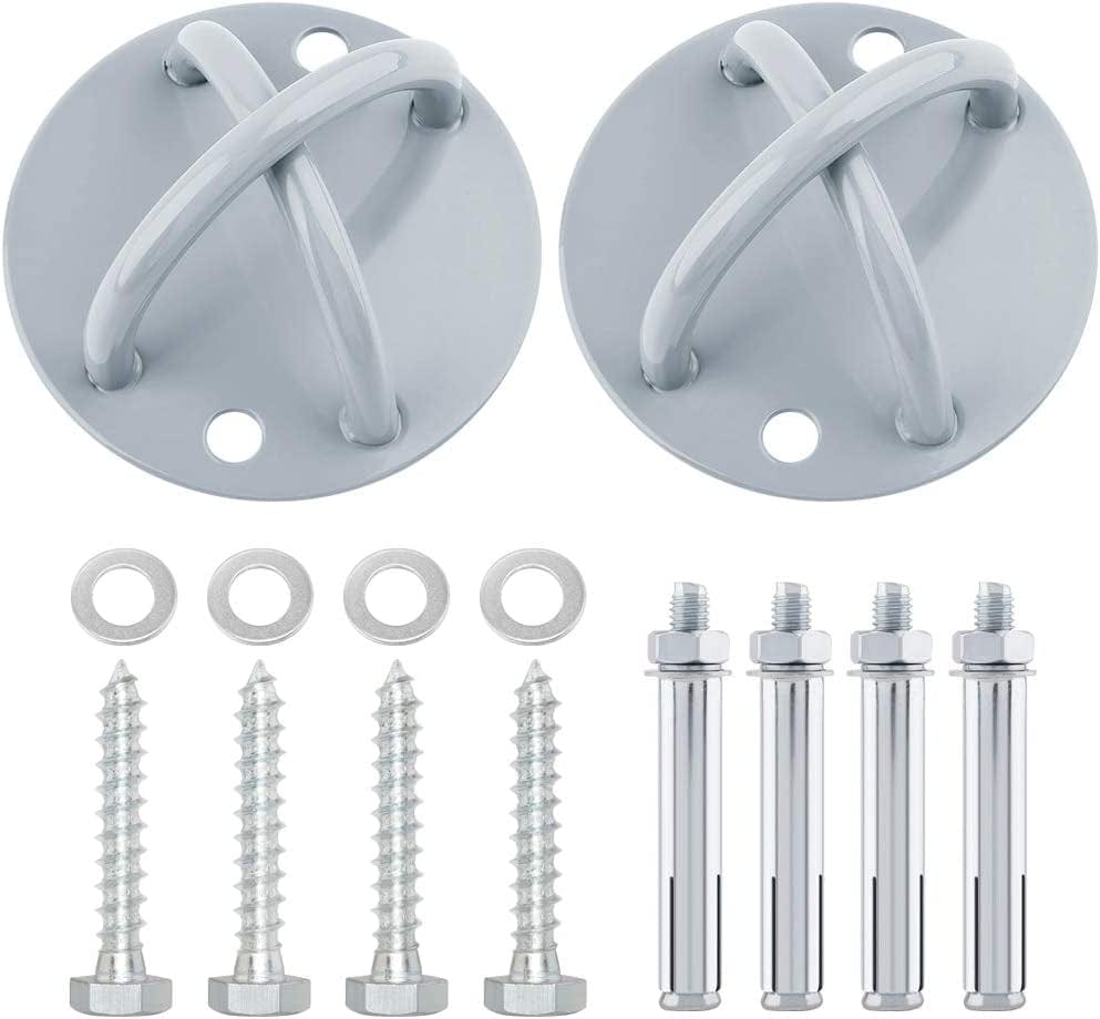SUNMALL 2Pcs Battle Rope Anchor Wall Mount for Suspension Straps, Yoga Swing Ceiling Mount Brackets for Gymnastic Rings,Olympic Rings,Hammock,Resistance Band, X-Mount Ceiling Hooks