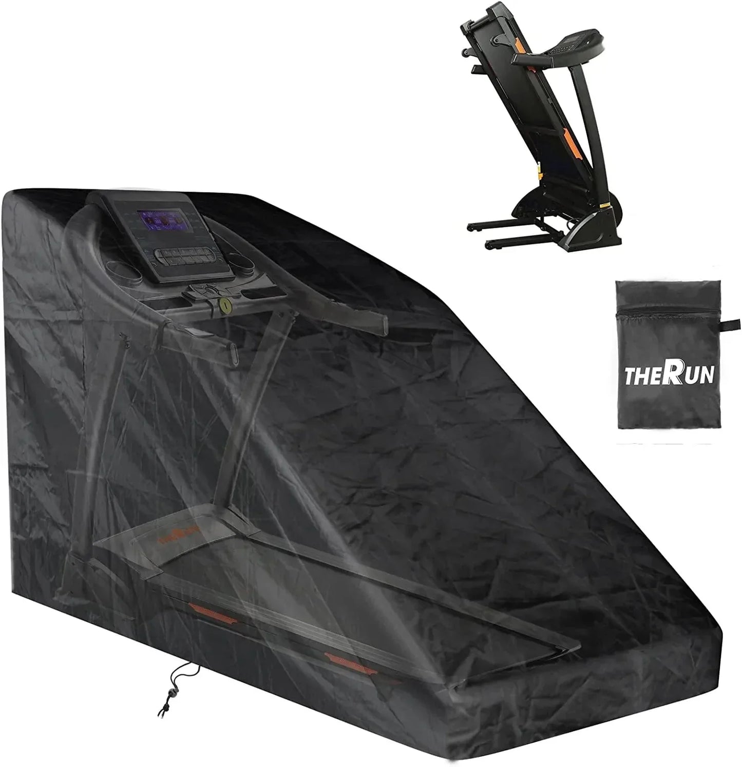 THERUN Treadmill Cover, Dustproof and Waterproof Protective Oxford Cloth Treadmill Cover for Folding Treadmill Gym Machine, Black