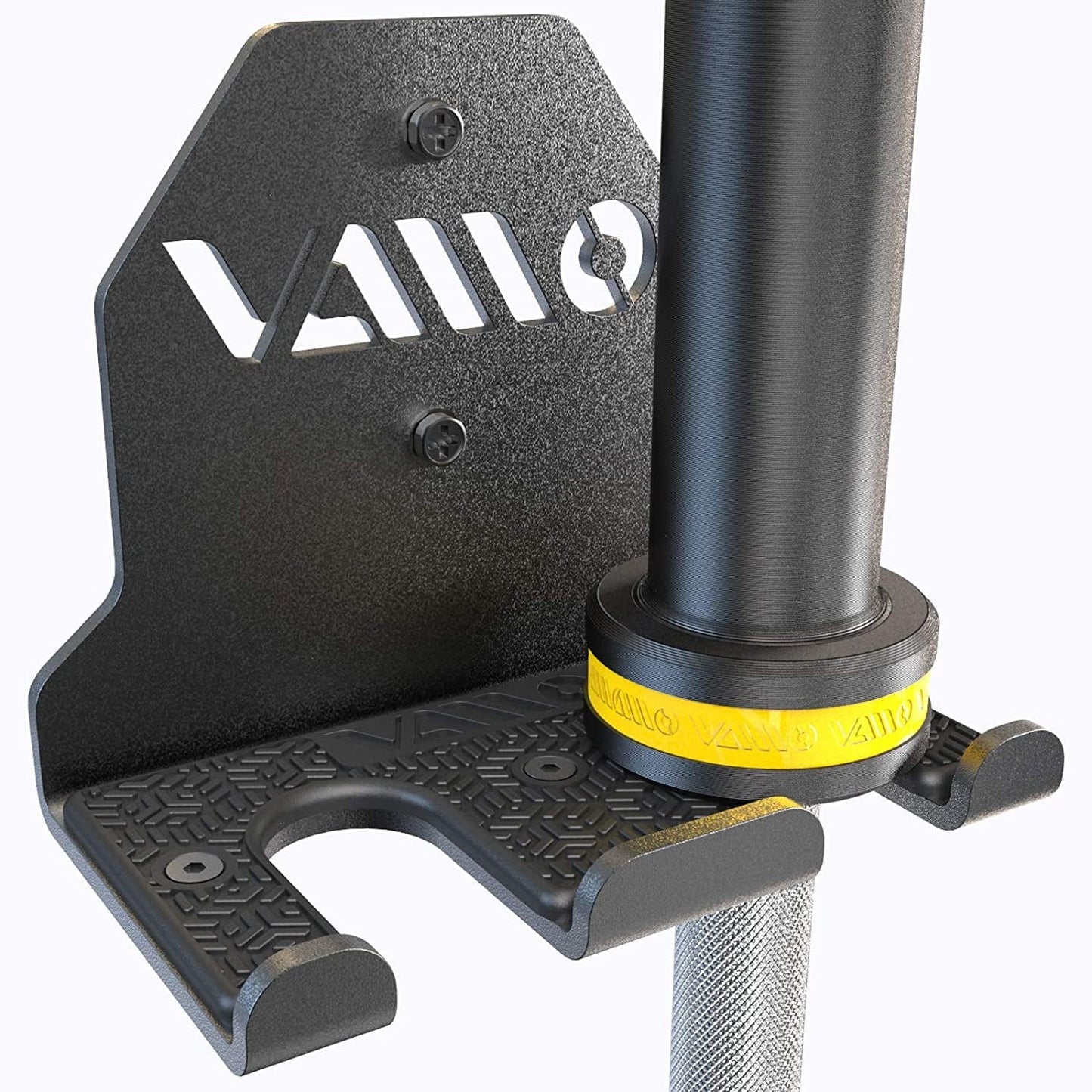 VAIIO Single Olympic Barbell Hanger,Garage Gym Bar Wall Rack,Vertical Barbell Mount Rack,Black Powder Coated,Space Saving Commercial or Home Gym Accessory,Holds under 33Mm Bar Size