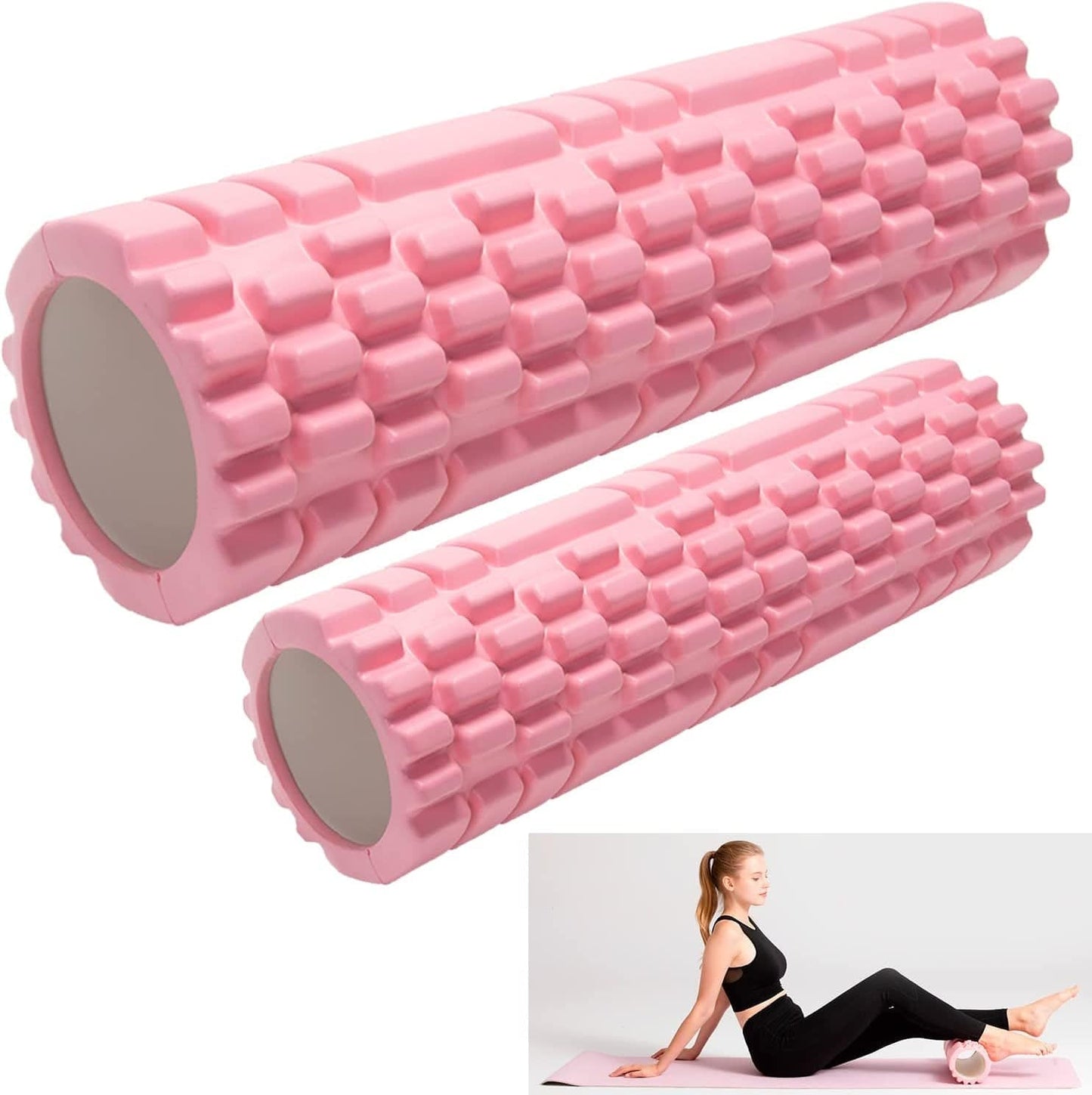 Vaupan Foam Roller Deep Tissue Massage and Muscle Recovery, Myofascial Trigger Point Release, 2 Pack High-Density Foam Roller for Exercise, Physical Therapy (Black)