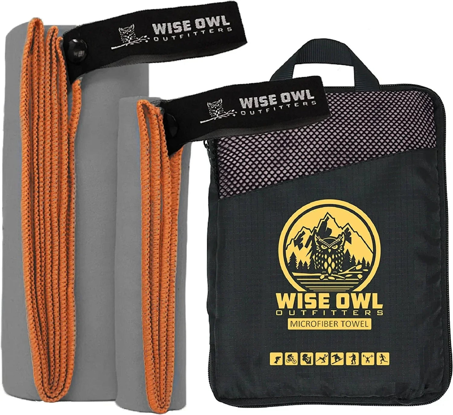Wise Owl Outfitters Camping Travel Towel - Ultra Soft Compact Quick Dry Microfiber Fast Drying Fitness Beach Hiking Yoga Travel Sports Backpacking