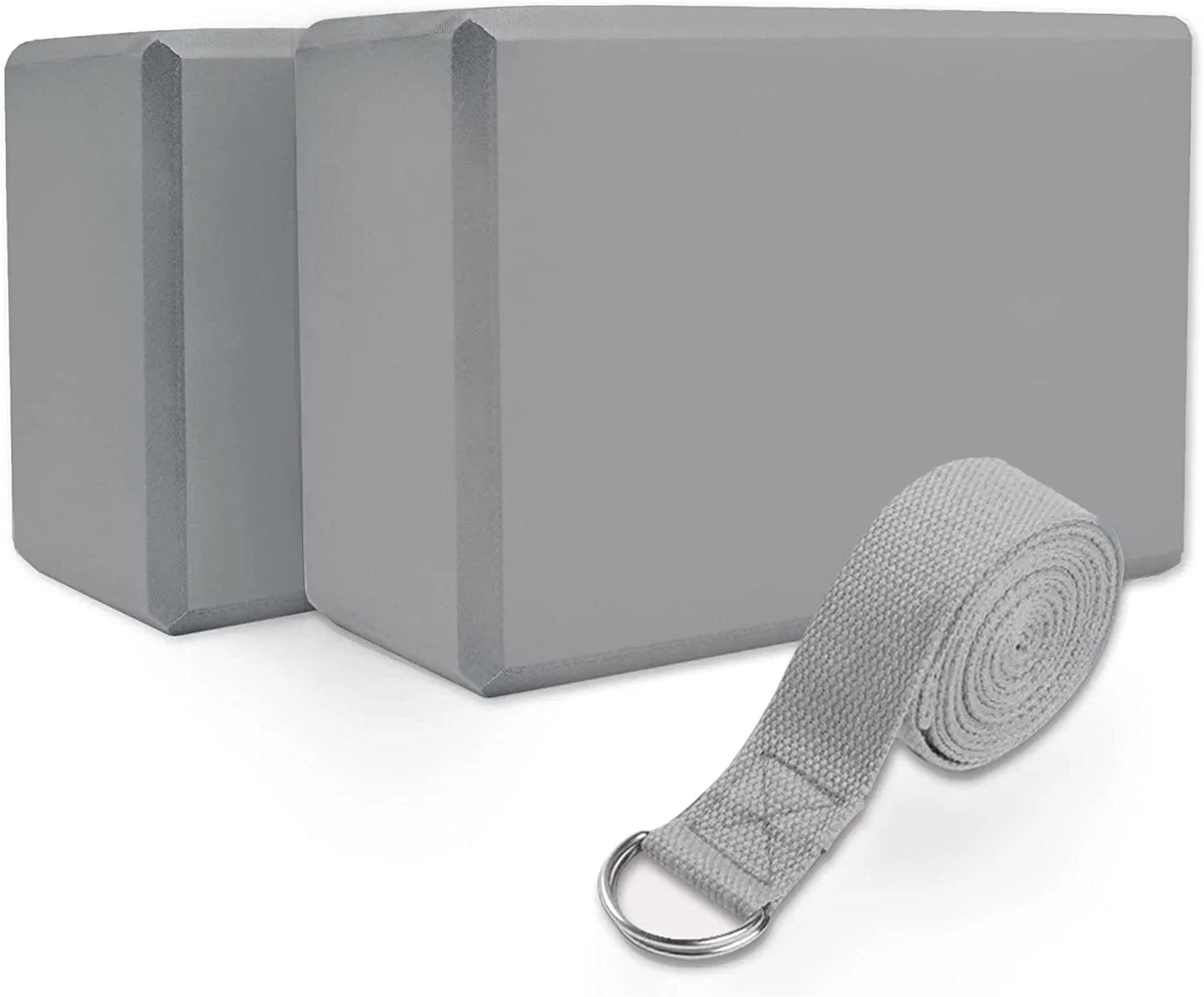 Yoga Blocks with Strap - Bffz Two High Density Odorless EVA Foam Yoga Blocks plus One Strap – Supportive, Non Slip & Lightweight to Aid Balance & Flexibility