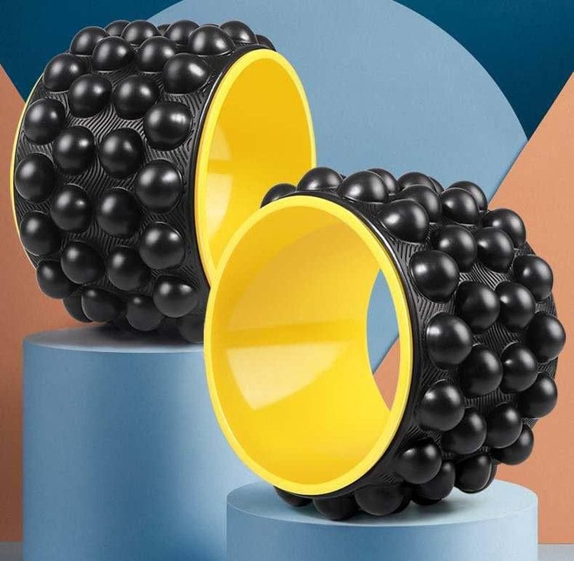 Yoga Wheel 10.92" X 10.92" X 7.41" with Foam Back Roller / Stretcher / Cracker for Muscle Therapy and Improving Flexibility - Perfect for Back Pain Relief and Back Cracking