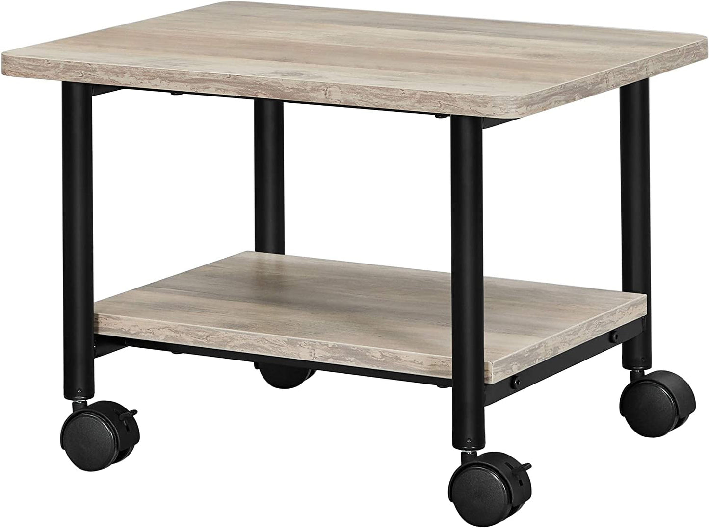 VASAGLE Industrial under Desk Printer Stand, 2-Tier Mobile Machine Cart with Shelf, Heavy Duty Storage Rack for Office and Home, Black UOPS02B