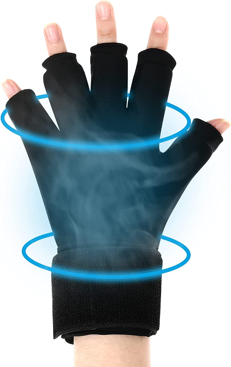 Luguiic Finger Arthritis Compression Ice Glove for Women and Men, Adjustable Wrist Strap Hand Wrist Ice Pack Pain Relief for Arthritis, Carpal Tunnel, Tendinitis Cold&Heat Therapy S Pack of ONE